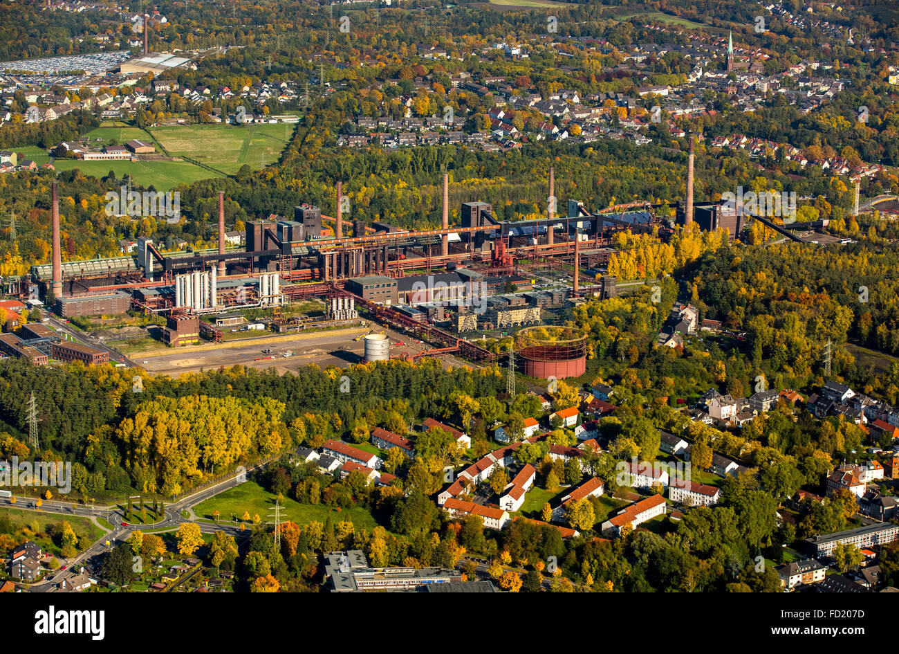 Zollverein cokeria, autunno, il complesso industriale delle Miniere di carbone dello Zollverein, Sito Patrimonio Mondiale dell'UNESCO, Essen, distretto della Ruhr Foto Stock