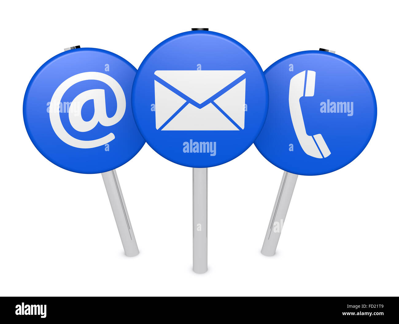 Sito web contattaci simbolo e icone sul segno colorato concettuali post 3d'illustrazione per blog e business online. Foto Stock