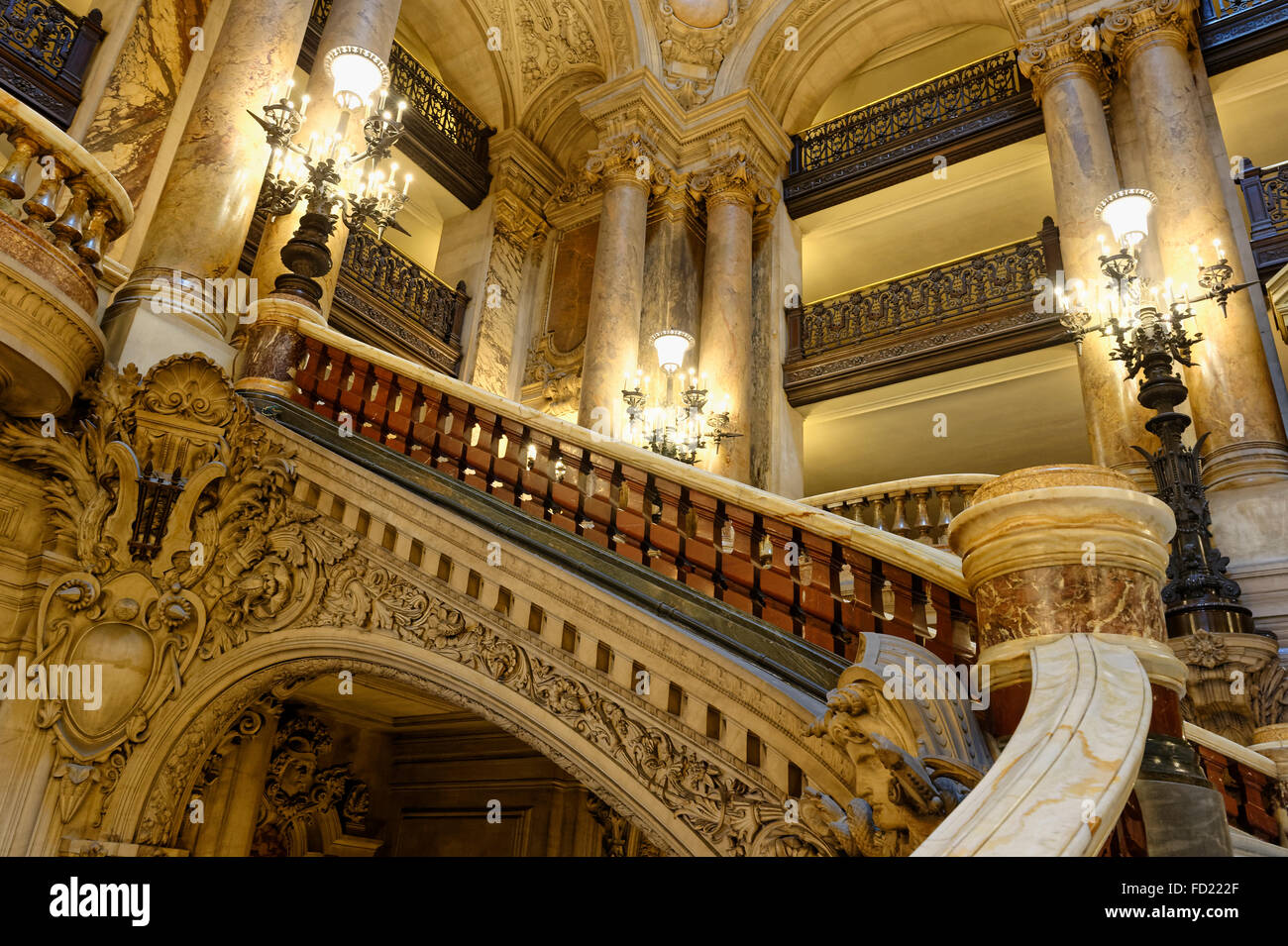 Opera Garnier, la grande scala, Parigi, Francia Foto Stock