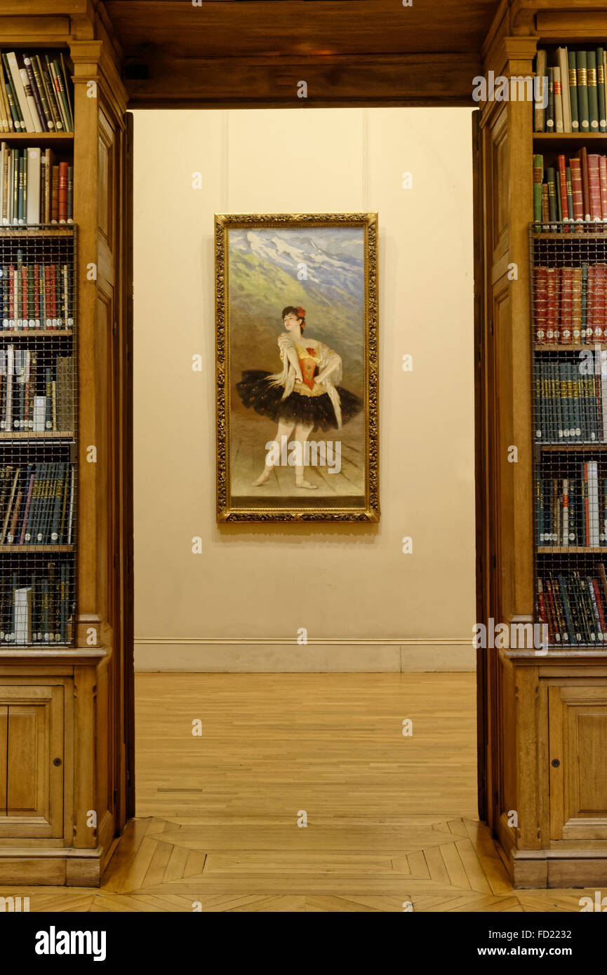 Ritratto di Edouard Debat-Ponsan (1847 -1913) del Principal Dancer Miss Sandrini nella libreria, Opera Garnier, Parigi, Francia Foto Stock