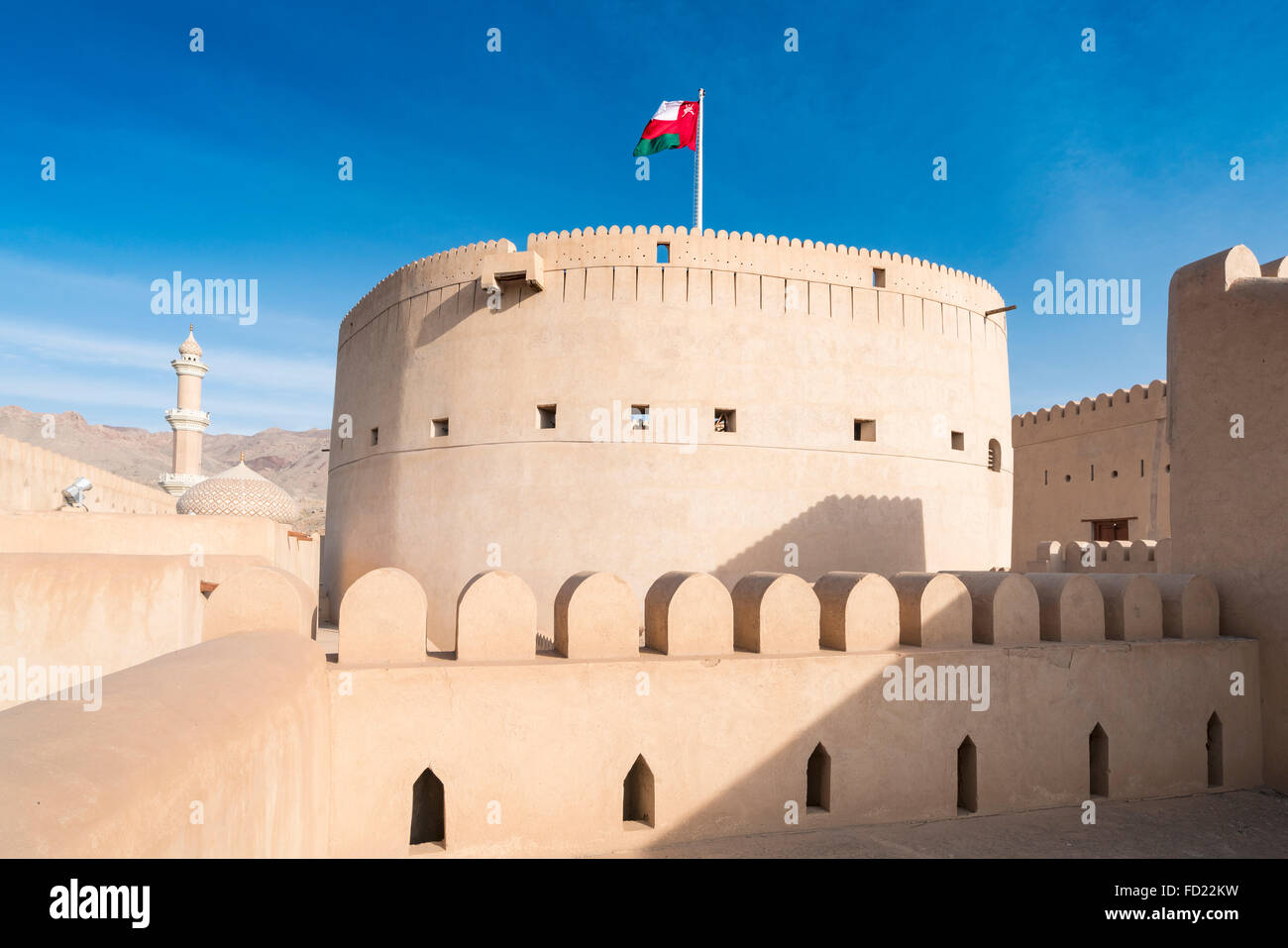 Vista di Nizwa Fort in Nizwa Oman Foto Stock