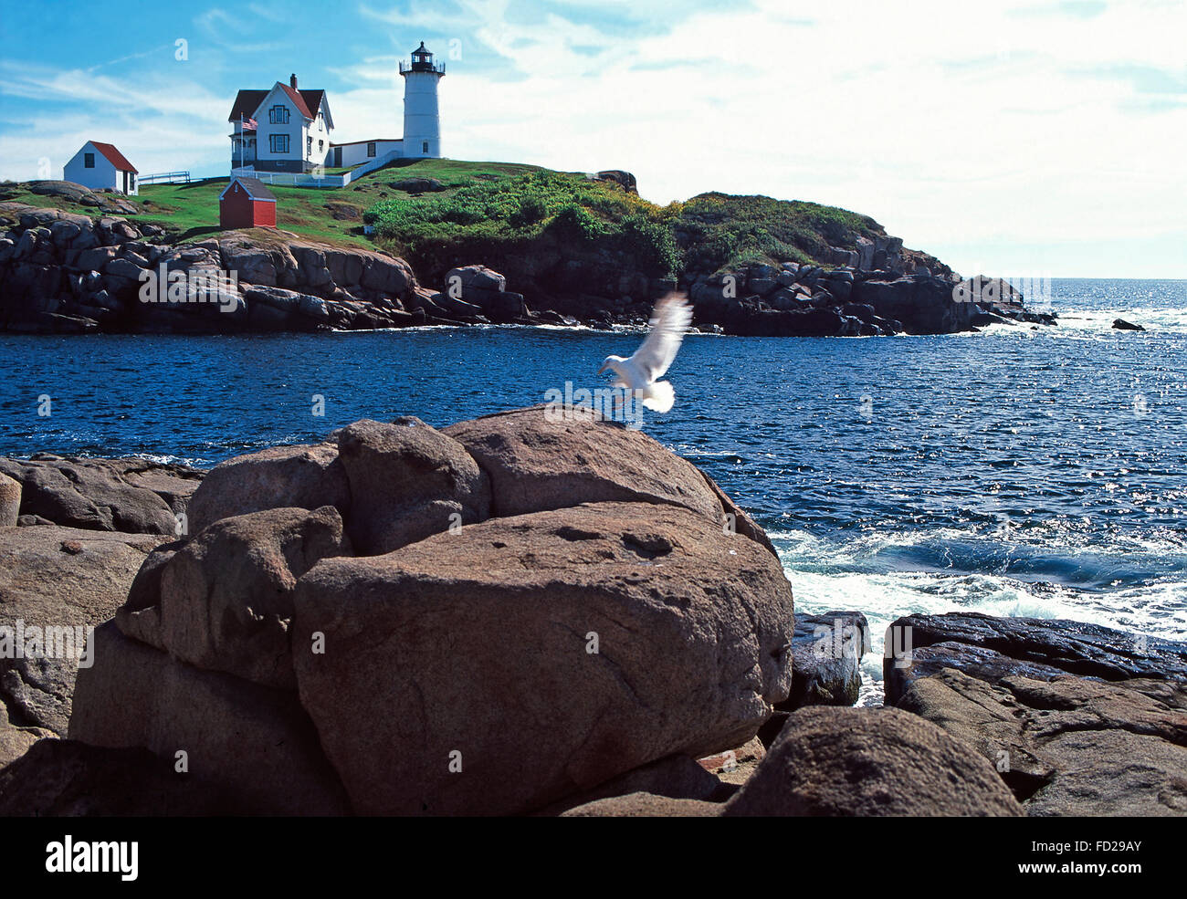 Cape Neddick luce (Nubble),York Harbor,Maine Foto Stock