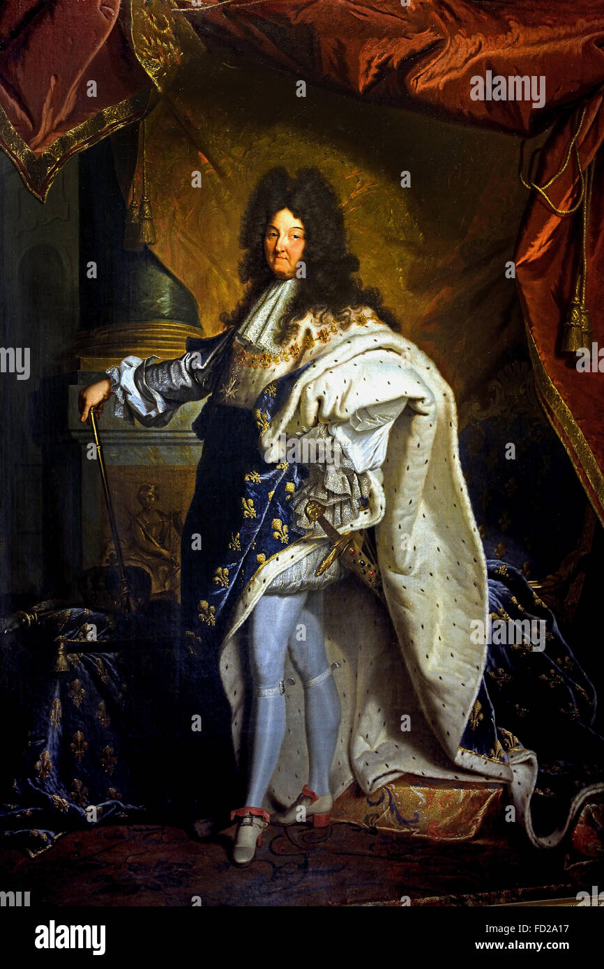 Roi re Louis XIV 1710-74 nelle vesti di incoronazione 1701 Hyacinthe Rigaud Il duomo 1659-1743 Francia - Francese Foto Stock