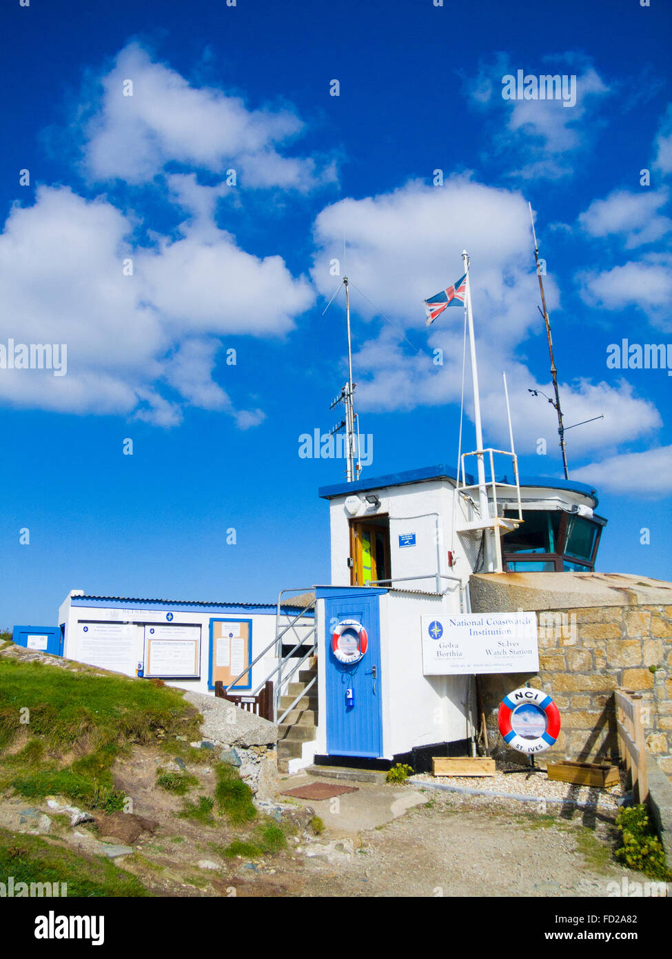 St Ives Watch stazione ( Nazionale Istituzione Coastwatch ), St Ives Testa, Cornwall, England, Regno Unito Foto Stock