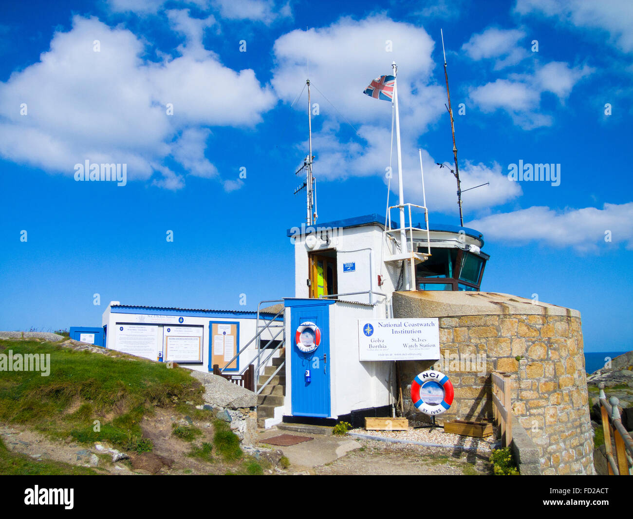 St Ives Watch stazione ( Nazionale Istituzione Coastwatch ), St Ives Testa, Cornwall, England, Regno Unito Foto Stock