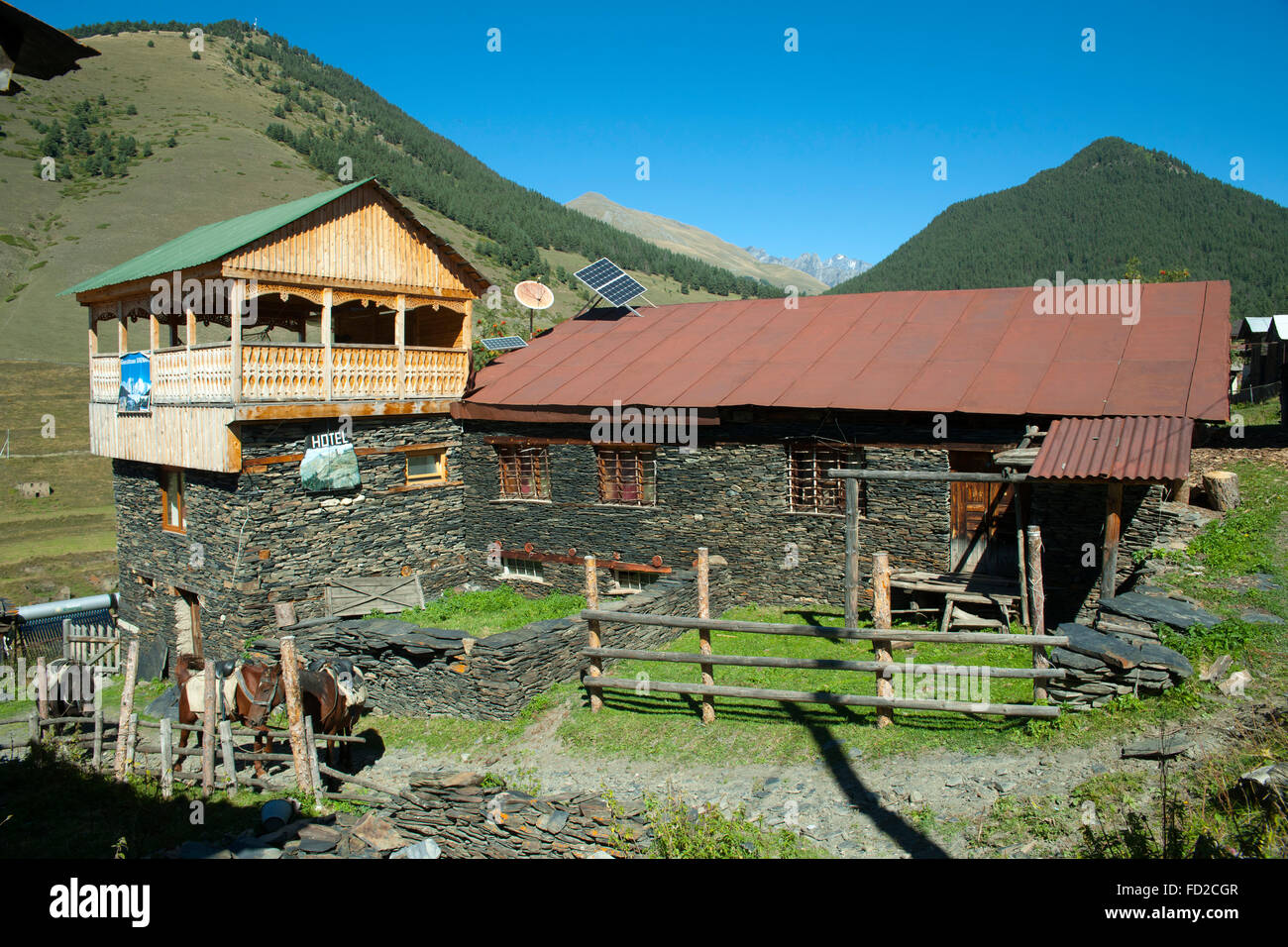 Georgien, Kachetien, Tuscheti-Nationalpark, Shenako, typisches Guest House Foto Stock
