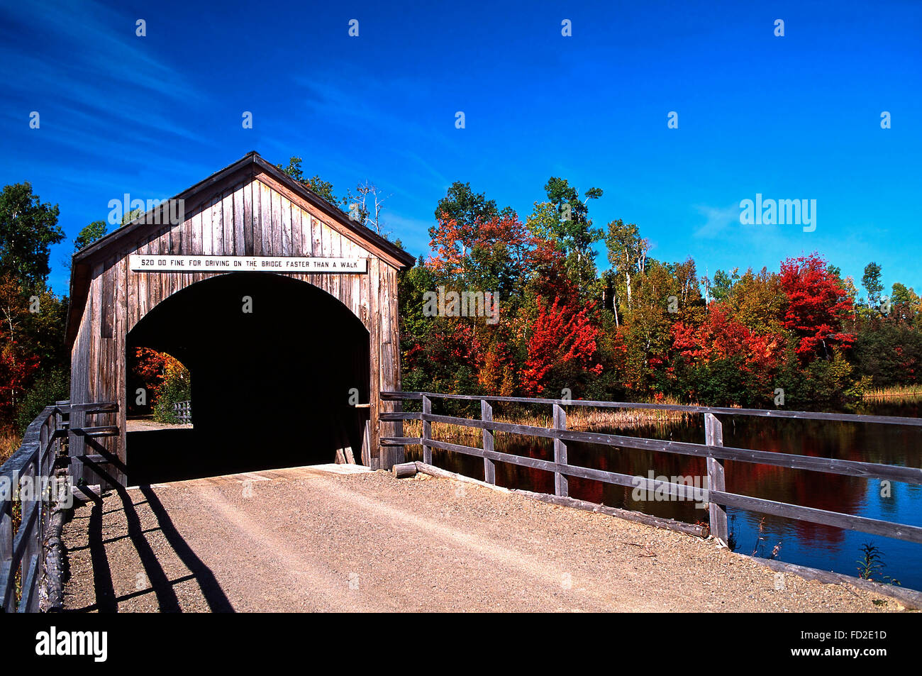 Ponte coperto,Acadian villaggio storico,Caraquet,New Brunswick Foto Stock