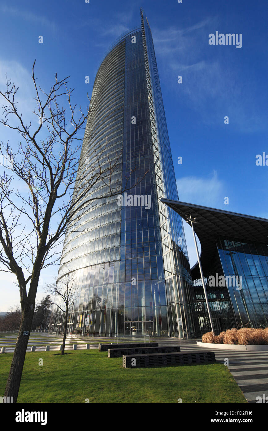 Post Tower, Buerogebaeude der Deutsche Post DHL a Bonn, Rhein, Renania settentrionale-Vestfalia Foto Stock