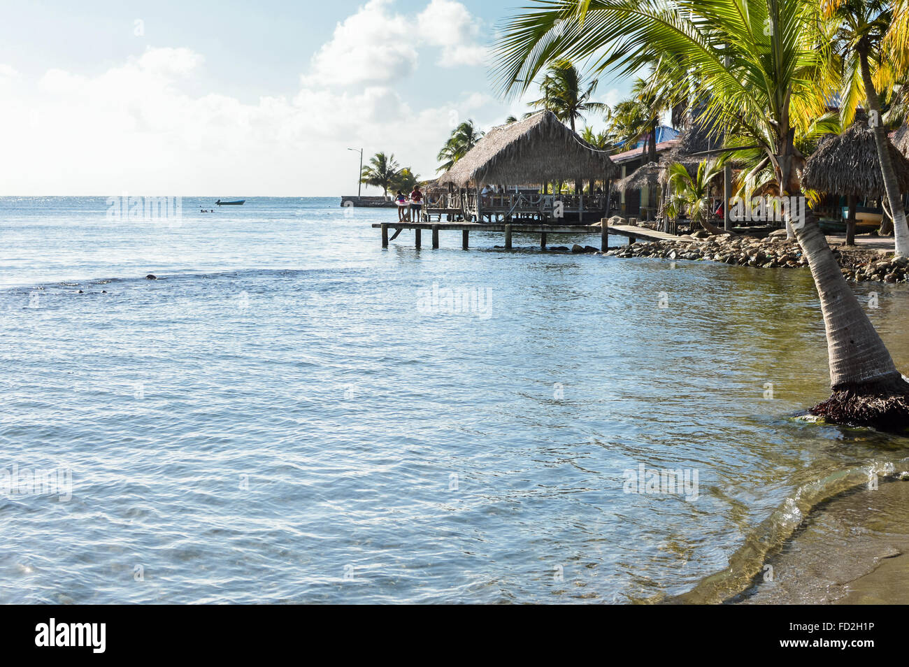 Bellissima costa tropicale del Mar dei Caraibi da Omoa, Honduras Foto Stock