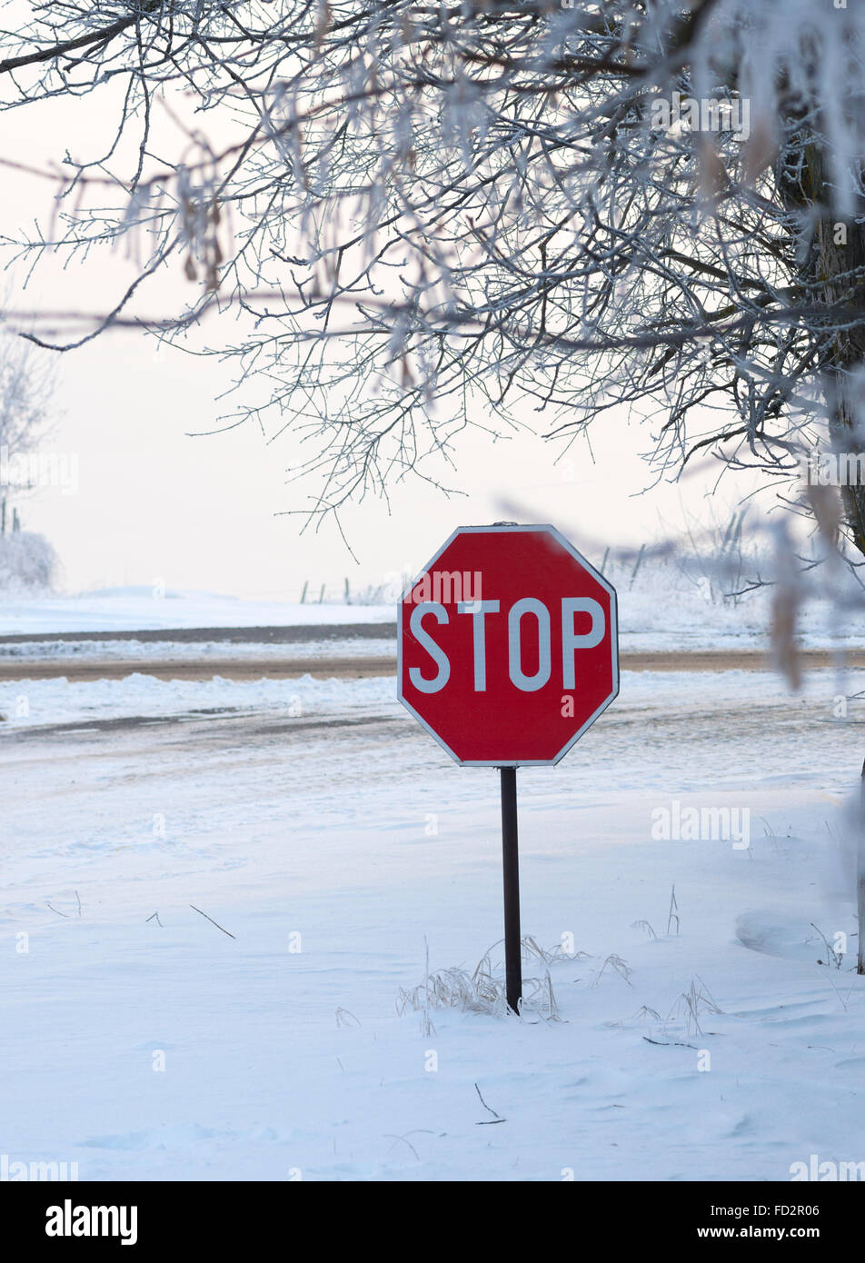 La vista del traffico in corrispondenza di neve Foto Stock