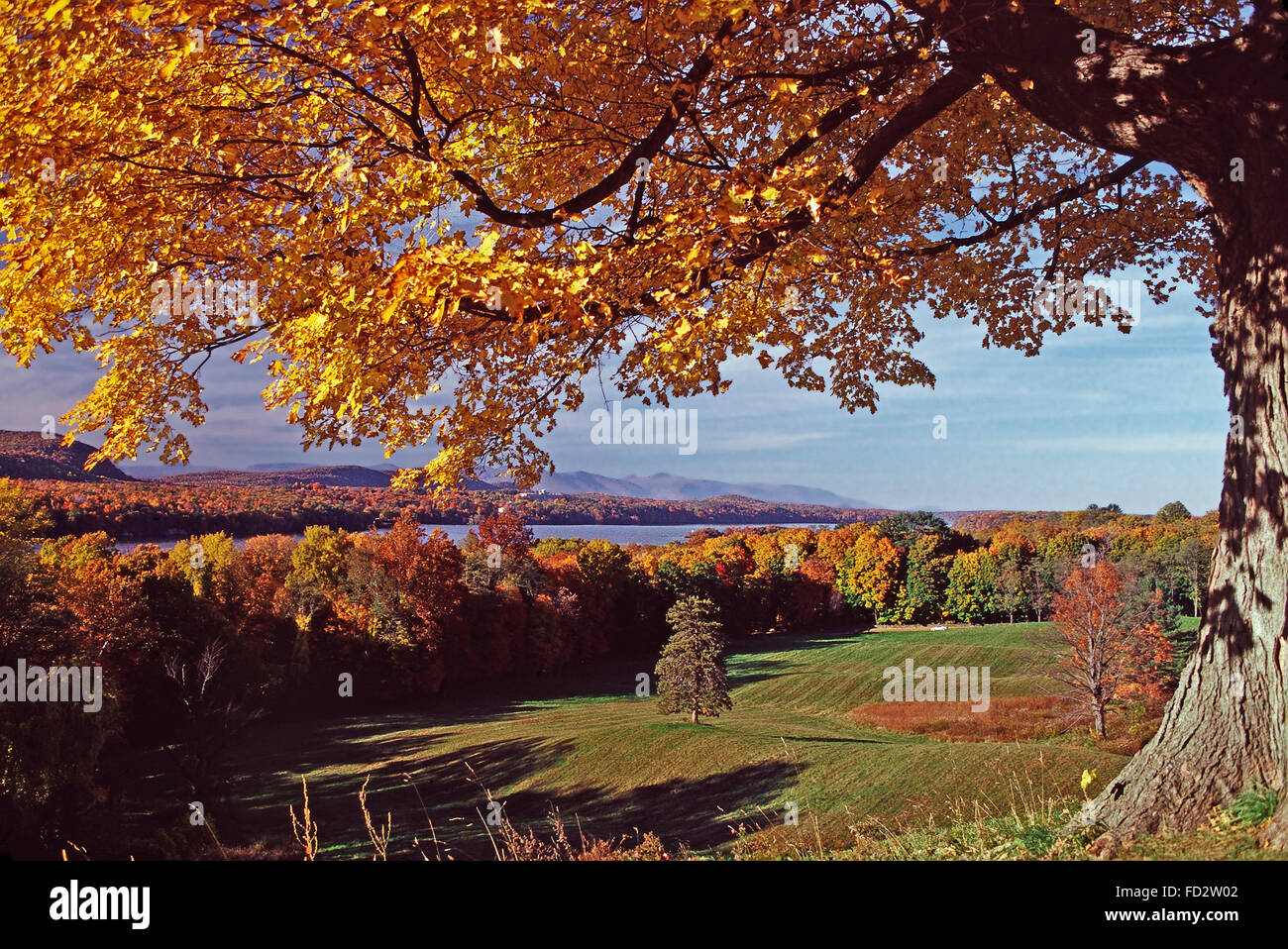 Caduta delle foglie, il fiume Hudson Valley,New York Foto Stock