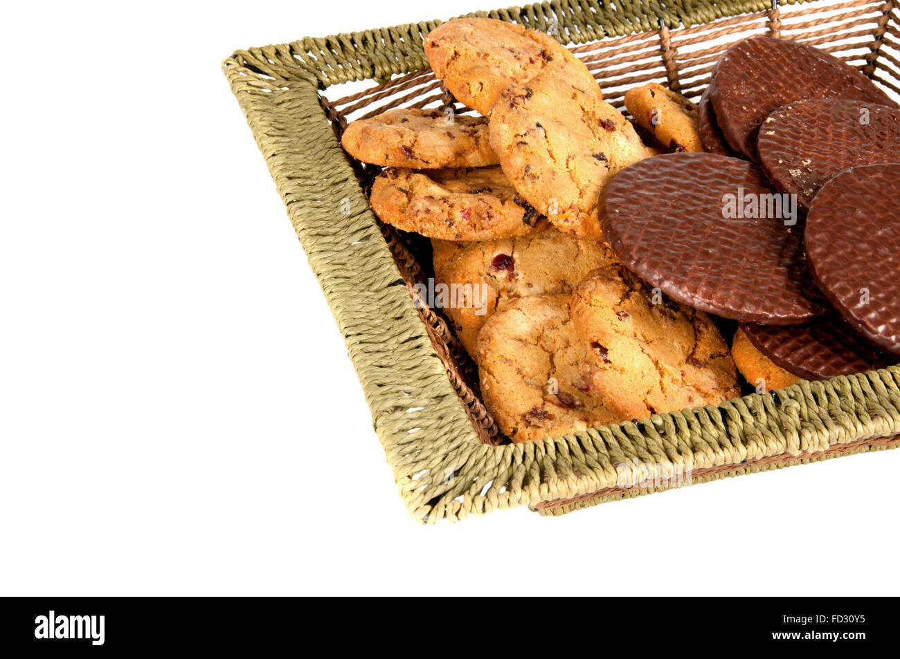 Deliziosi biscotti di farina di avena e wafer al cioccolato Foto Stock