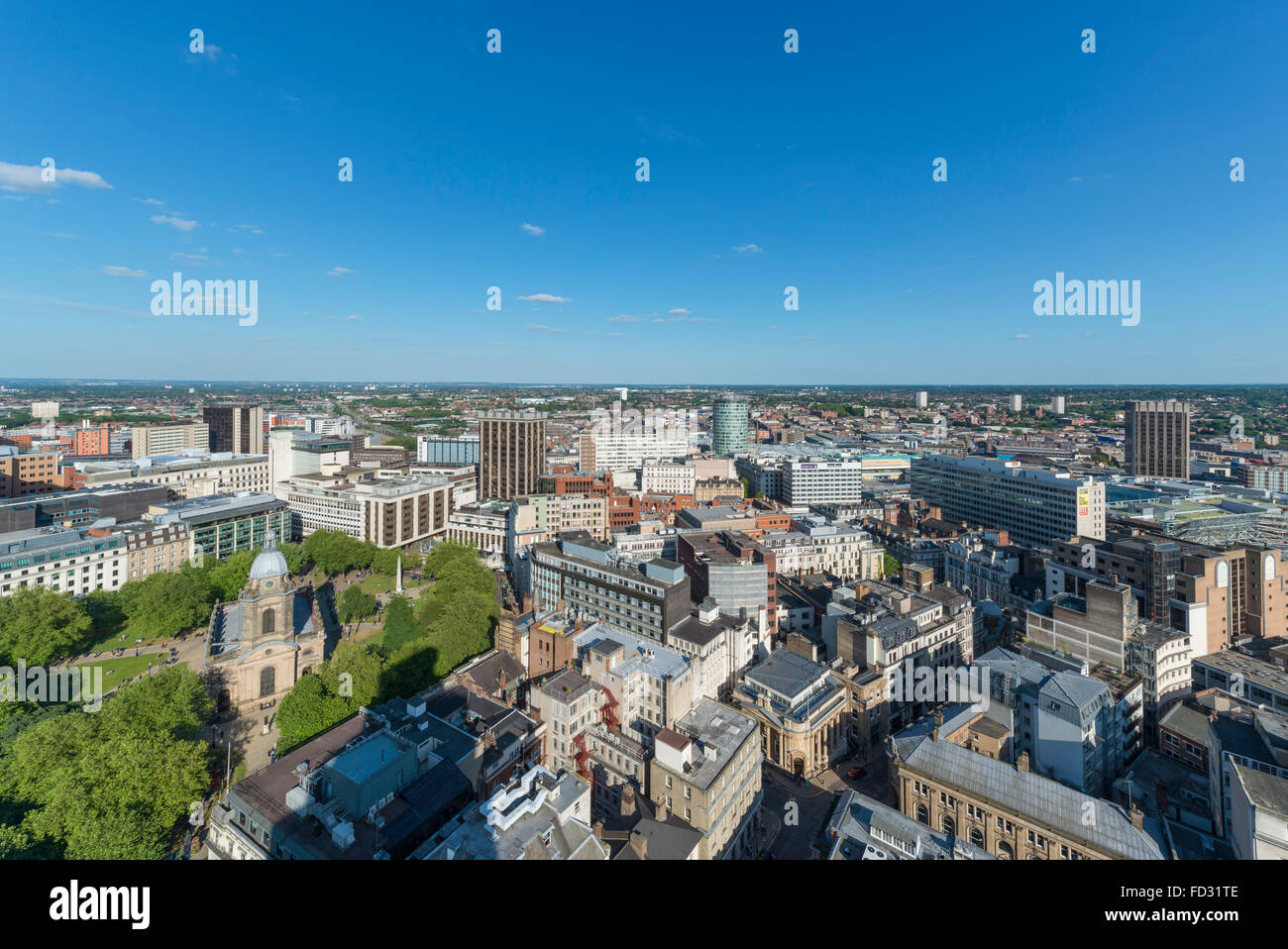 Una veduta aerea del centro cittadino di Birmingham. Foto Stock