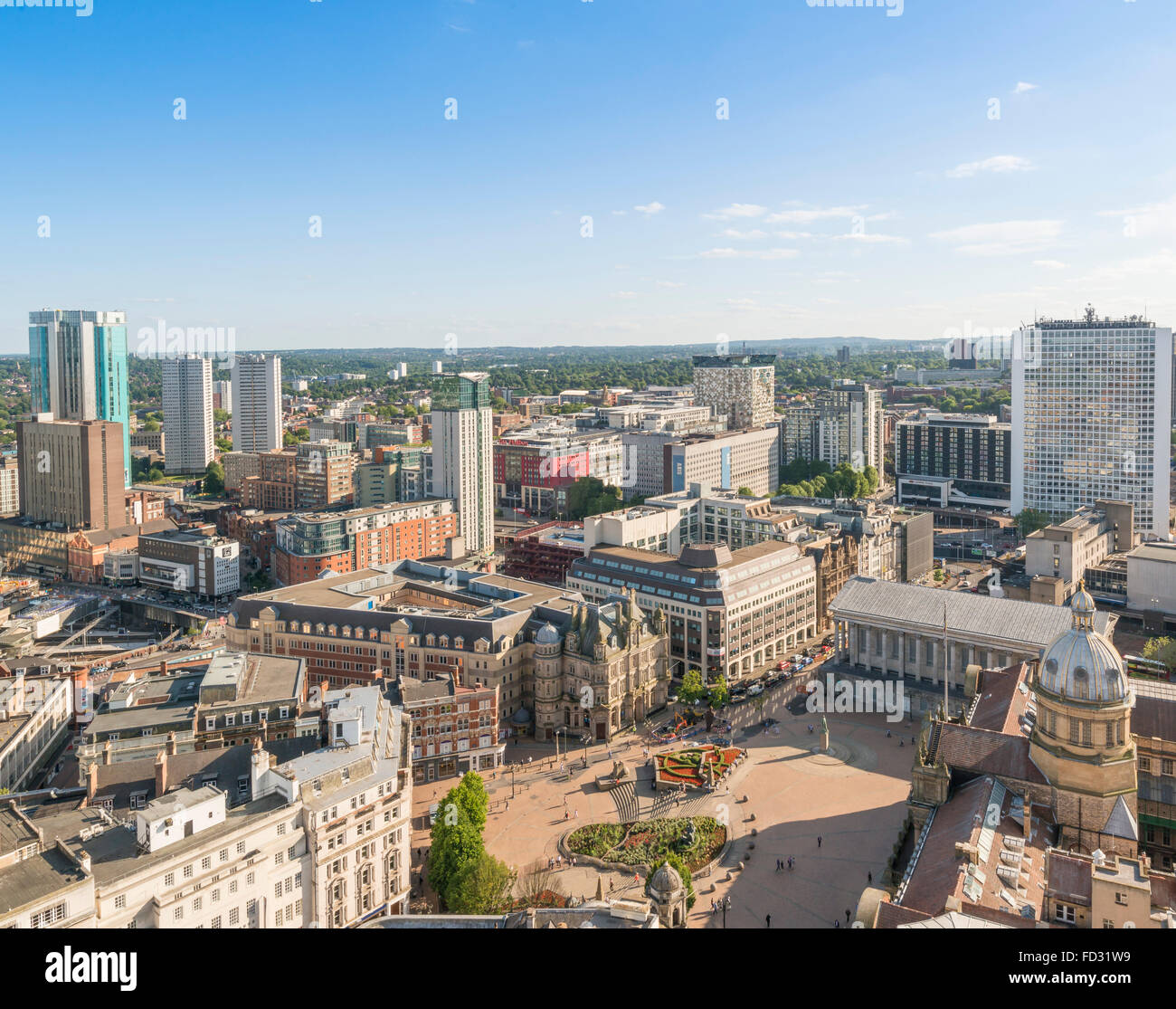 Una veduta aerea del centro cittadino di Birmingham. Foto Stock