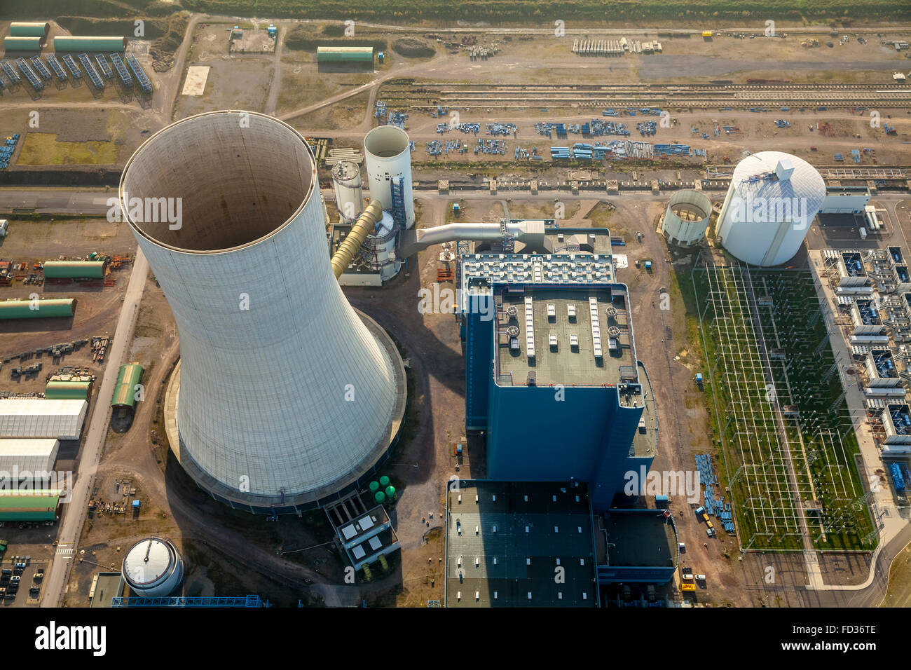Vista aerea, EON nuovo impianto di alimentazione Datteln 4 Power Plant, EON, nuovi operatori UNIPER, temperatura di inversione, freeze, Dortmund-Ems Foto Stock