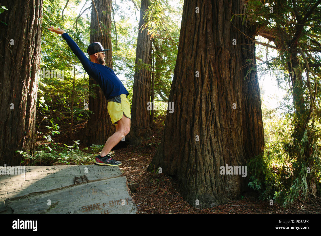 Un giovane uomo esplora Big Sur, California. Foto Stock