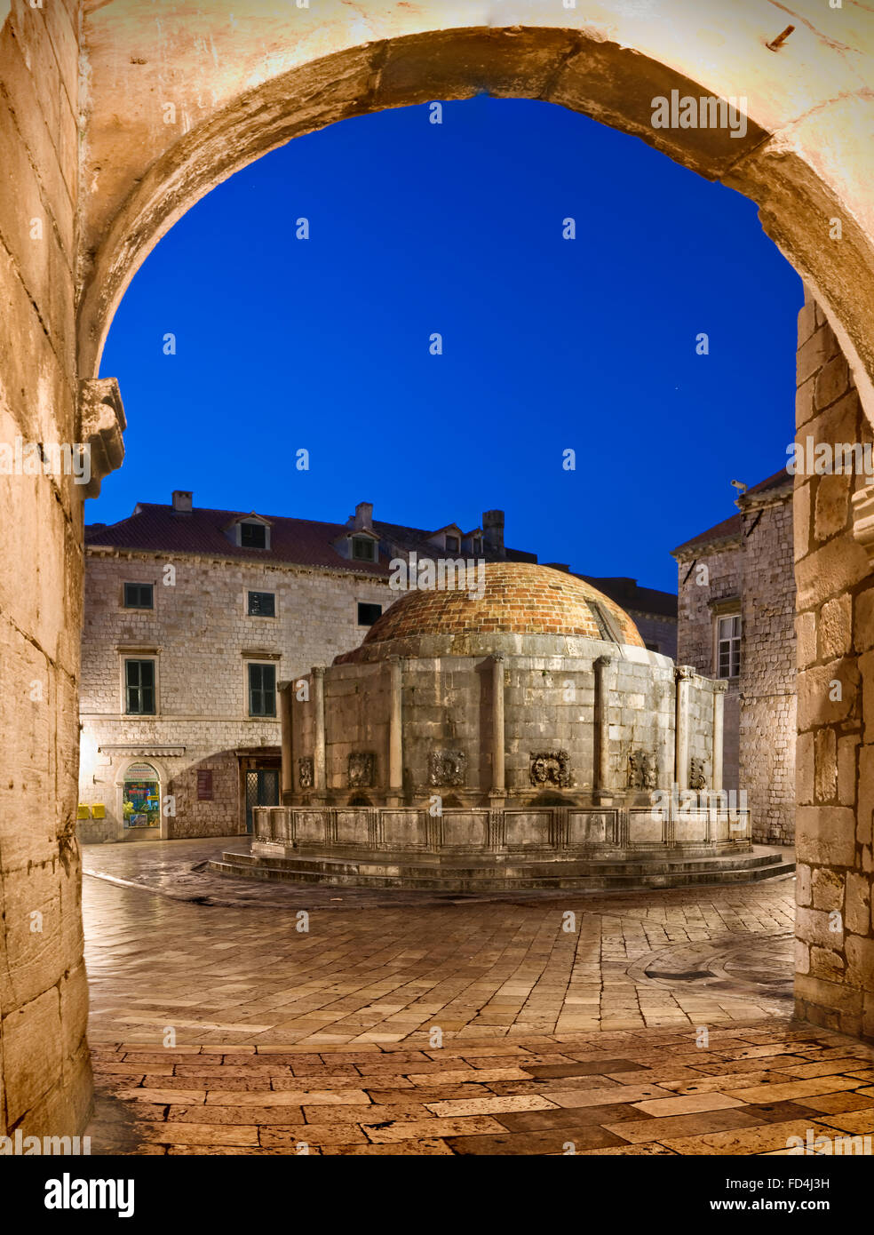 Onofrio la grande fontana, Dubrovnik, Dalmazia, Croazia Foto Stock