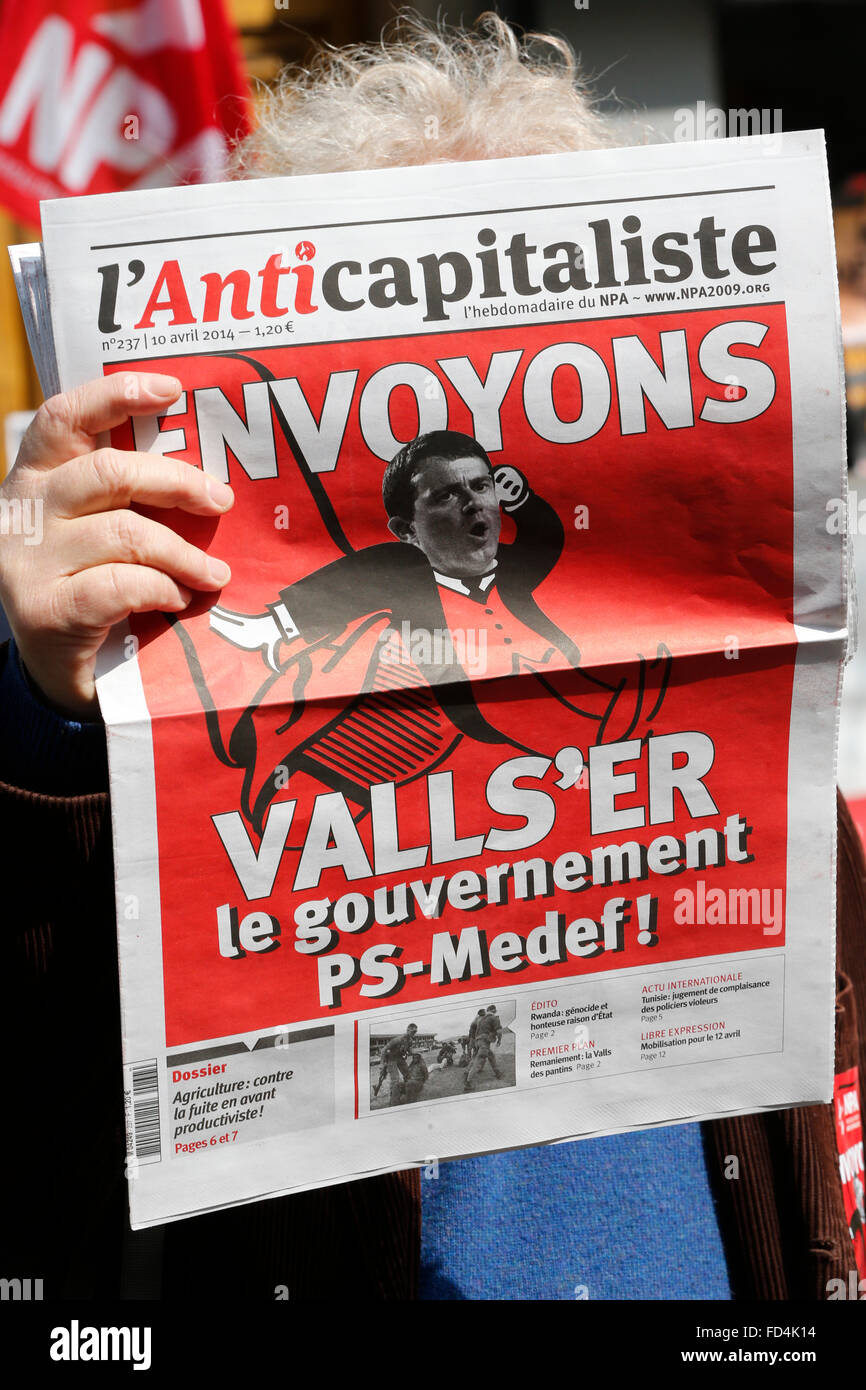 Manifestazione contro la politica del governo francese di austerità. Foto Stock