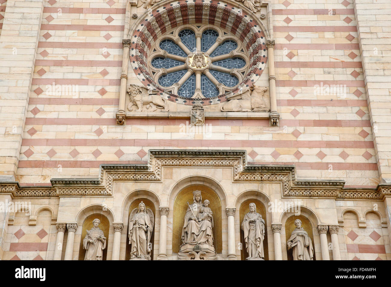 Imperial Cattedrale di Speyer. La facciata occidentale. Foto Stock