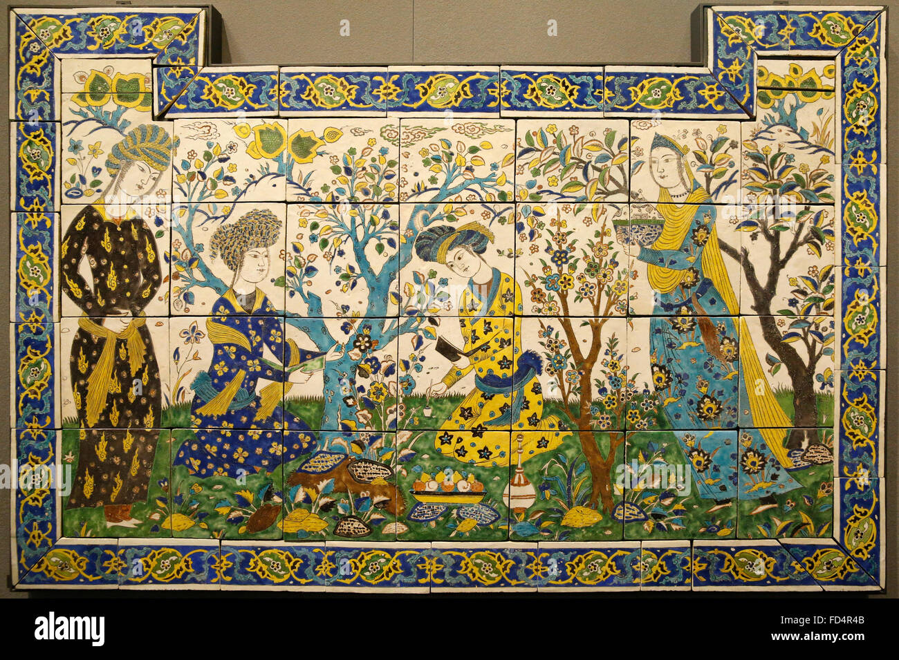 La poesia giostra pannello. Mosaico. L'Iran. Il XVII secolo. Il museo del Louvre. Foto Stock
