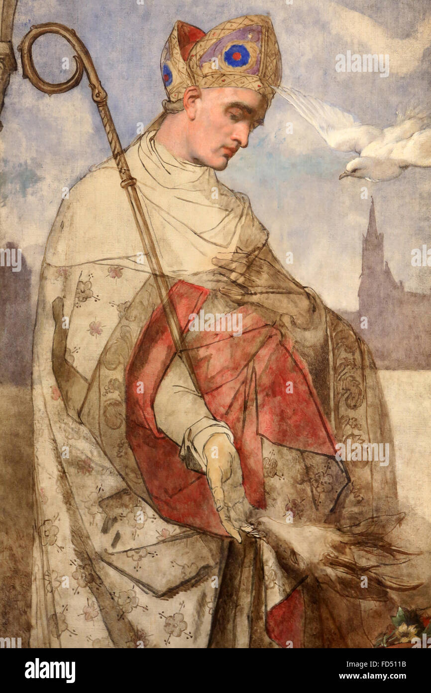 Saint Rieul. Tra il 1860 e il 1869. Olio su tela. Cappella del cancelliere GuŽrin. Museo di Arte e archeologia Senlis. Foto Stock