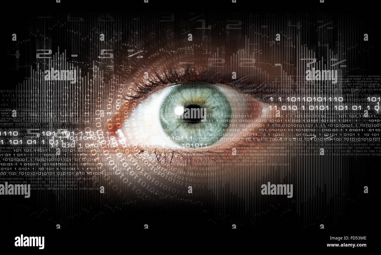 Immagine digitale di donna di occhio. Concetto di sicurezza Foto Stock