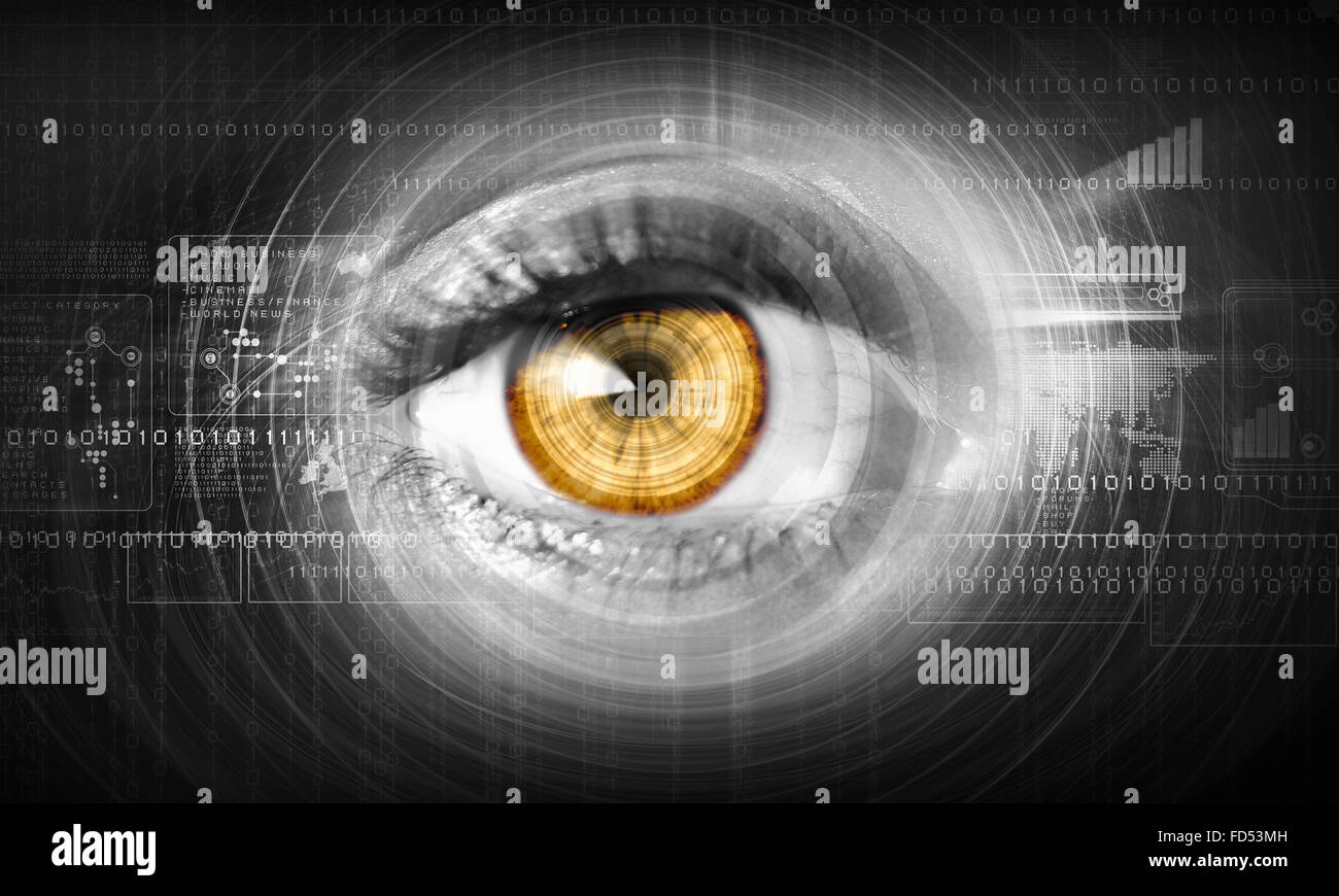 Immagine digitale di donna di occhio. Concetto di sicurezza Foto Stock