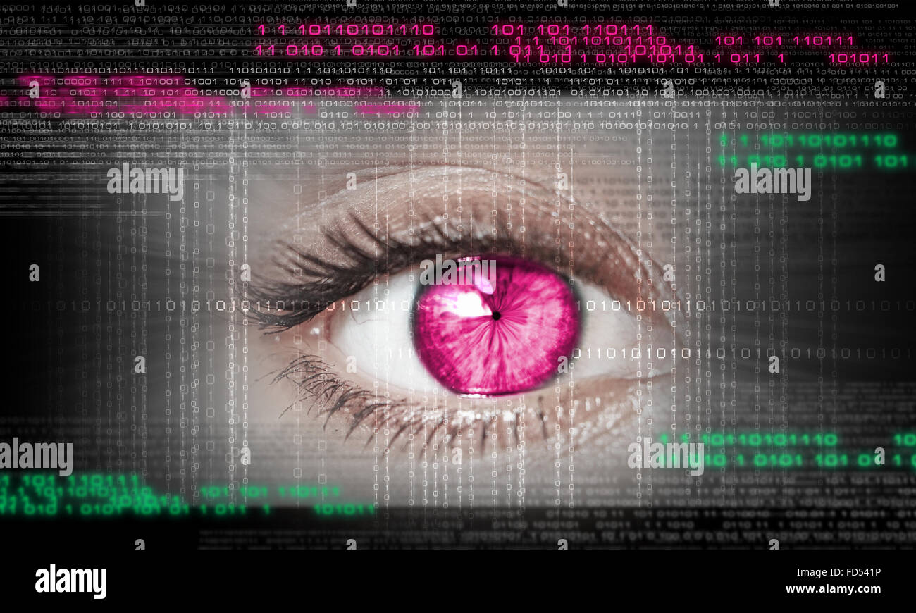 Immagine digitale di donna di occhio. Concetto di sicurezza Foto Stock