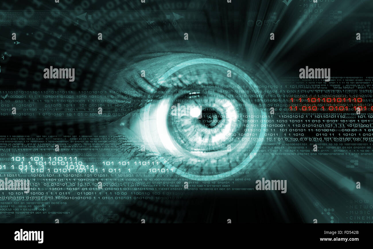 Immagine digitale di donna di occhio. Concetto di sicurezza Foto Stock