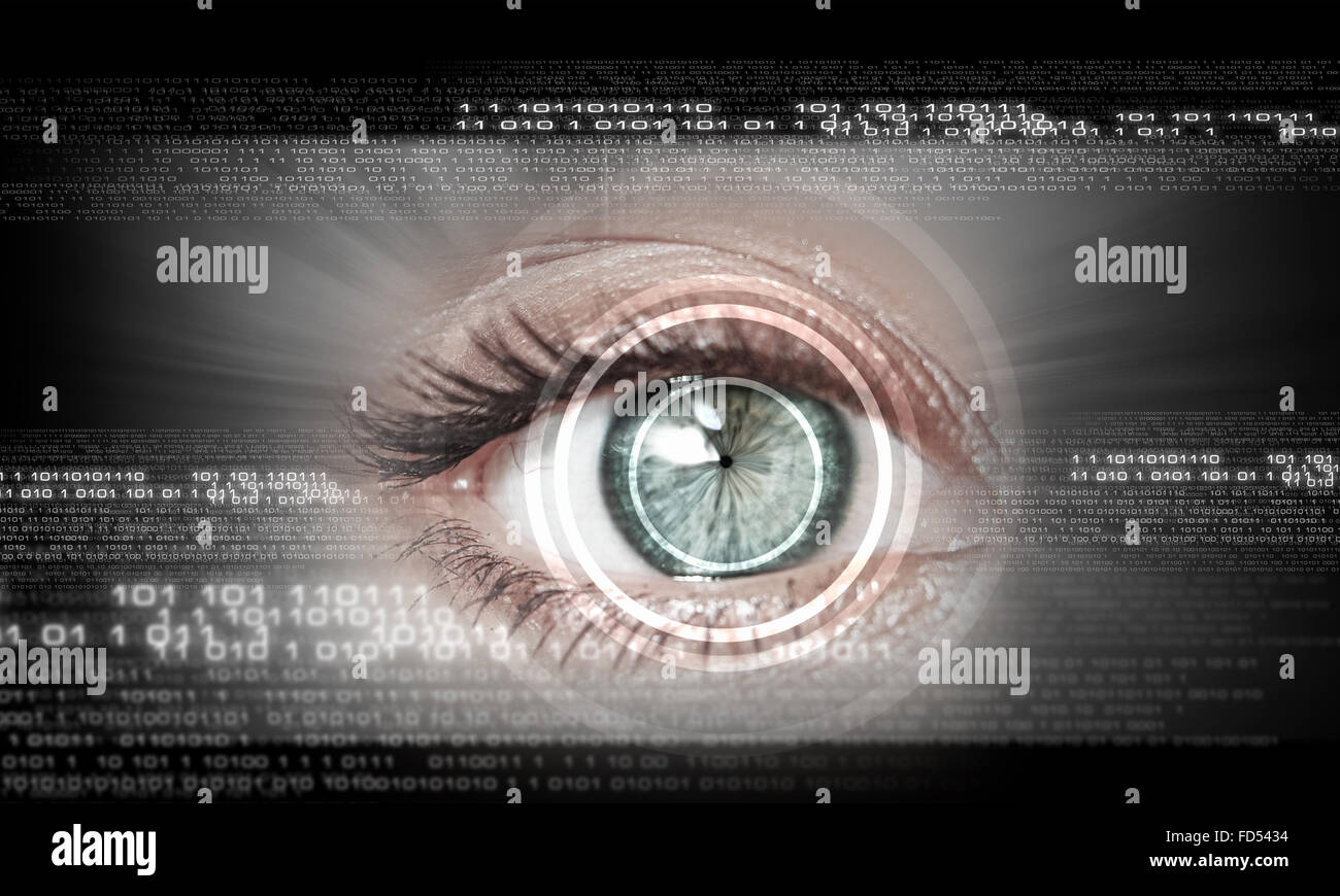 Immagine digitale di donna di occhio. Concetto di sicurezza Foto Stock