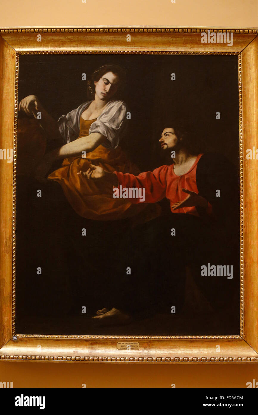 Pinacoteca di Brera a Milano. La Samaritana presso il pozzo. Giovanni Battista Caracciolo. Foto Stock