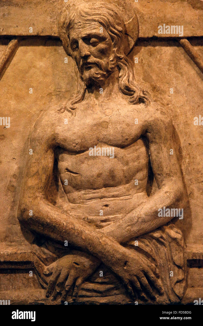 Museo Medievale di Bologna. Cristo stabilite dalla croce. Fine del XV o inizio del XVI secolo. La pietra. Foto Stock