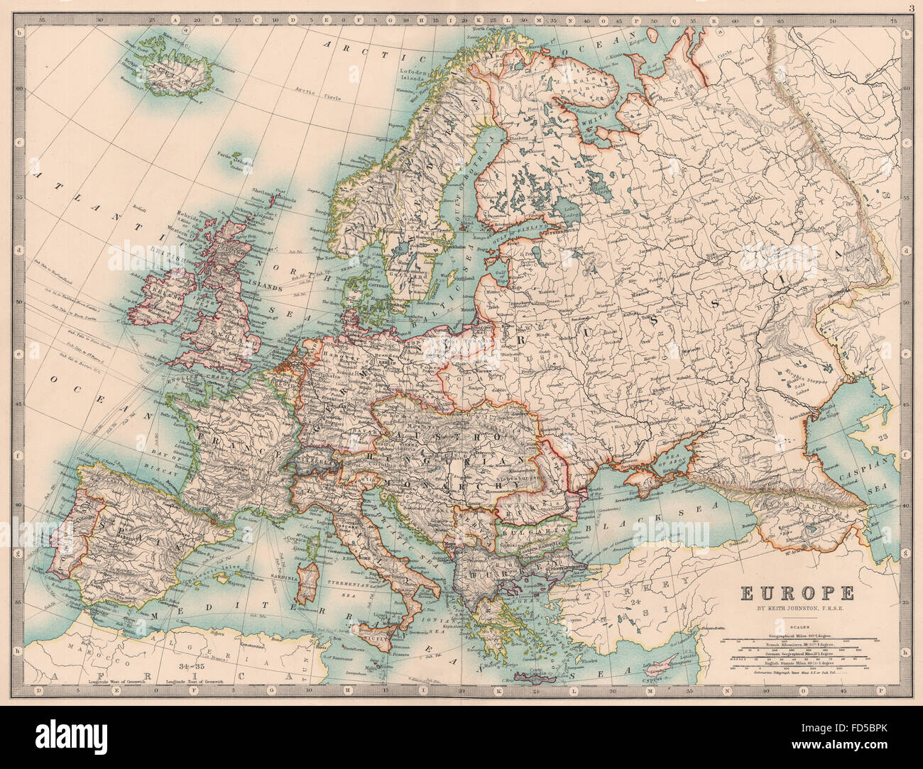 Europa: politico. La monarchia austro-ungarica. I percorsi di spedizione. JOHNSTON 1906 mappa Foto Stock