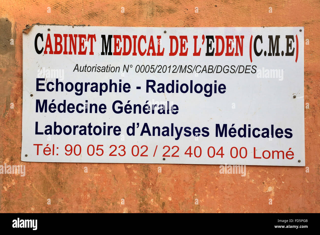 Segno. Ufficio Medico di Eden. Foto Stock