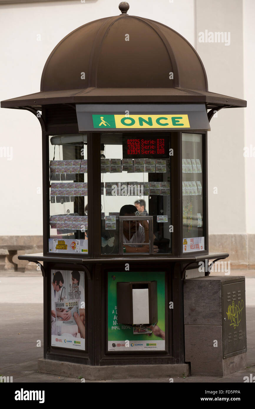 Una volta chiosco della lotteria in San Crist al de La Laguna a Tenerife, Spagna. Foto Stock