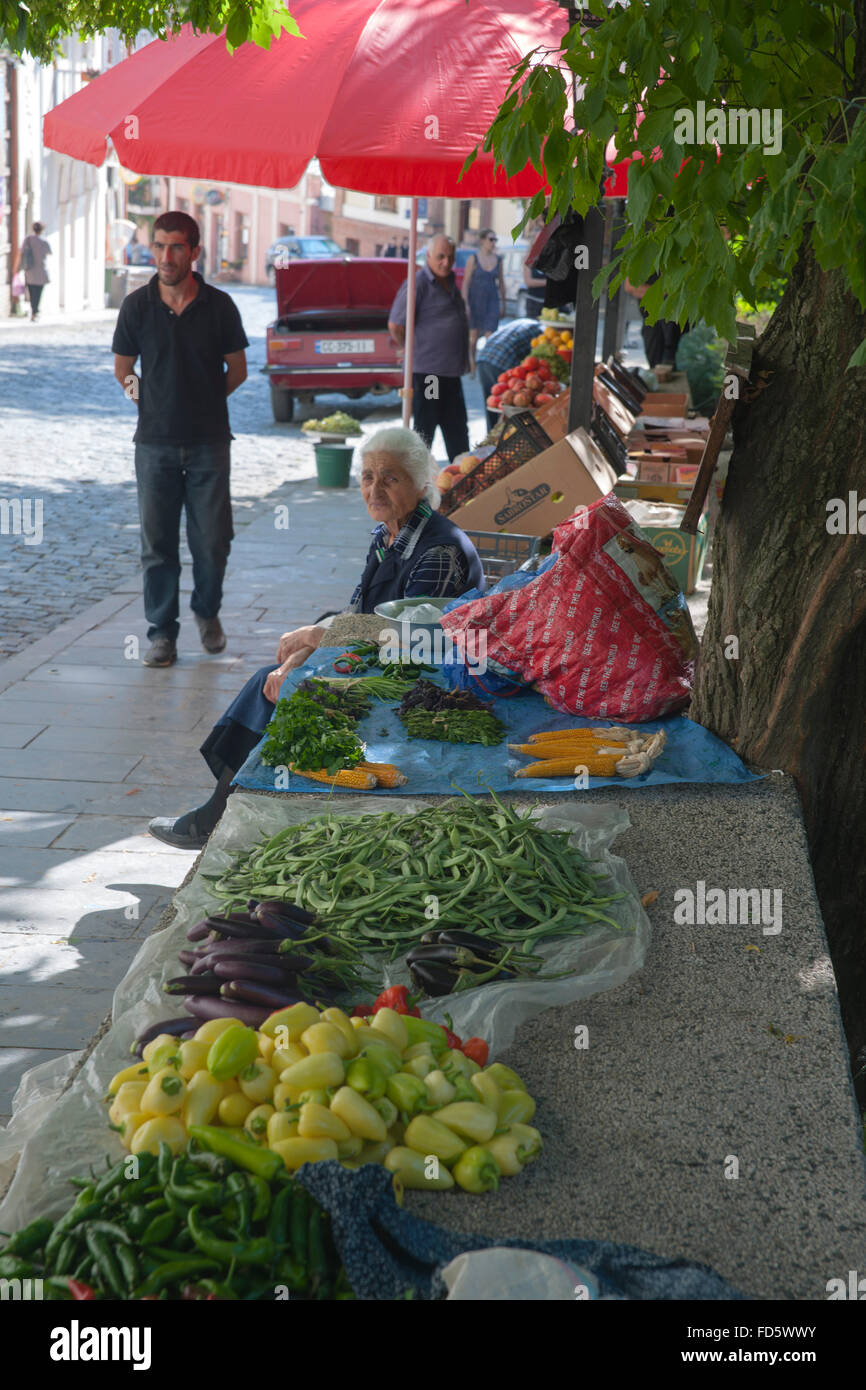 La Georgia, Kakheti, Sighnaghi (Signachi, Signagi), kleiner Strassenmarkt Foto Stock