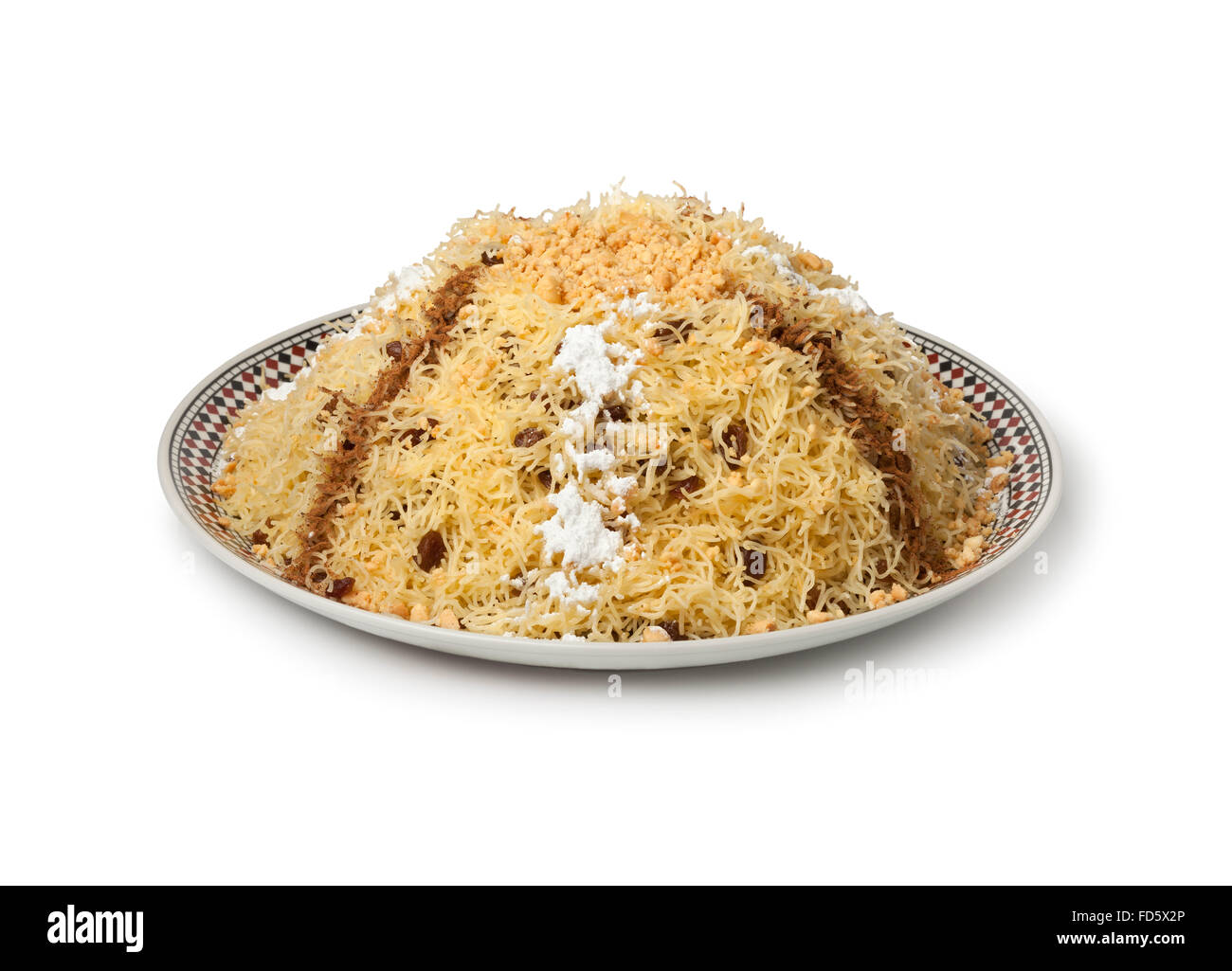 Tradizionale marocchino seffa vermicelli con zucchero e cannella su sfondo bianco Foto Stock