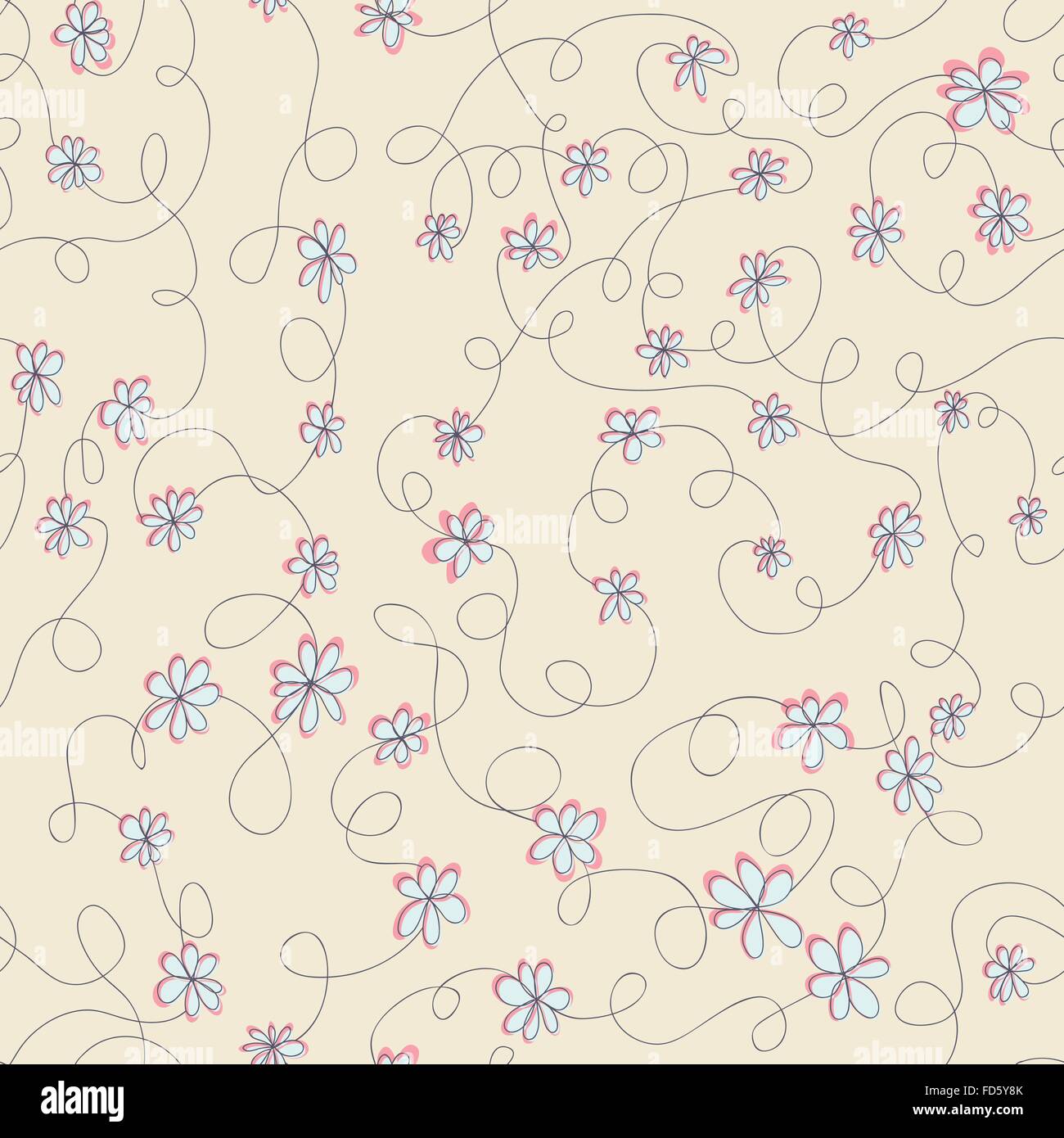 Modello senza cuciture con fiori. Sfondo vintage. Illustrazione Vettoriale. Illustrazione Vettoriale