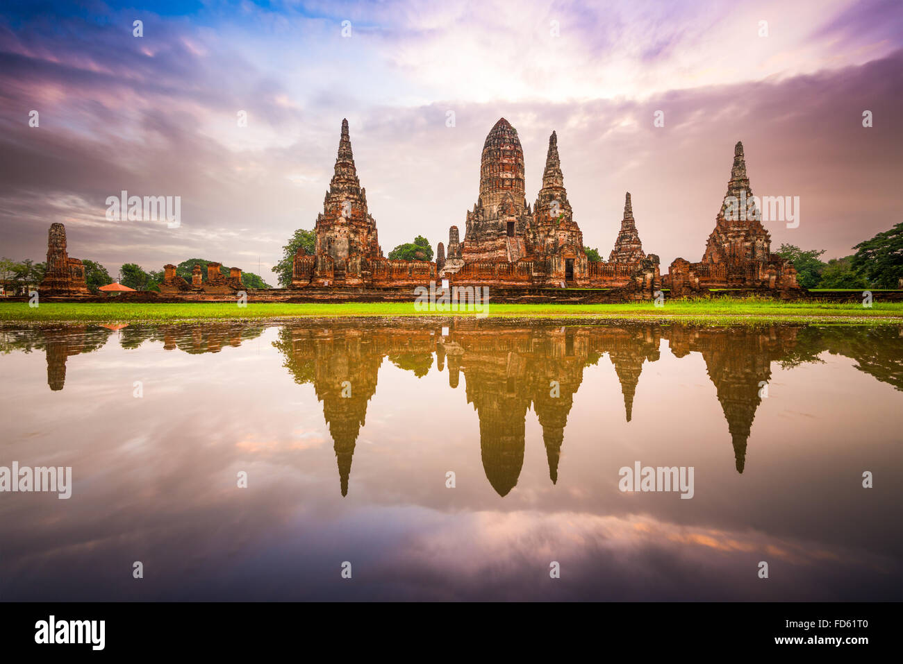 Ayutthaya, Thailandia al Wat Chaiwatthanaram. Foto Stock