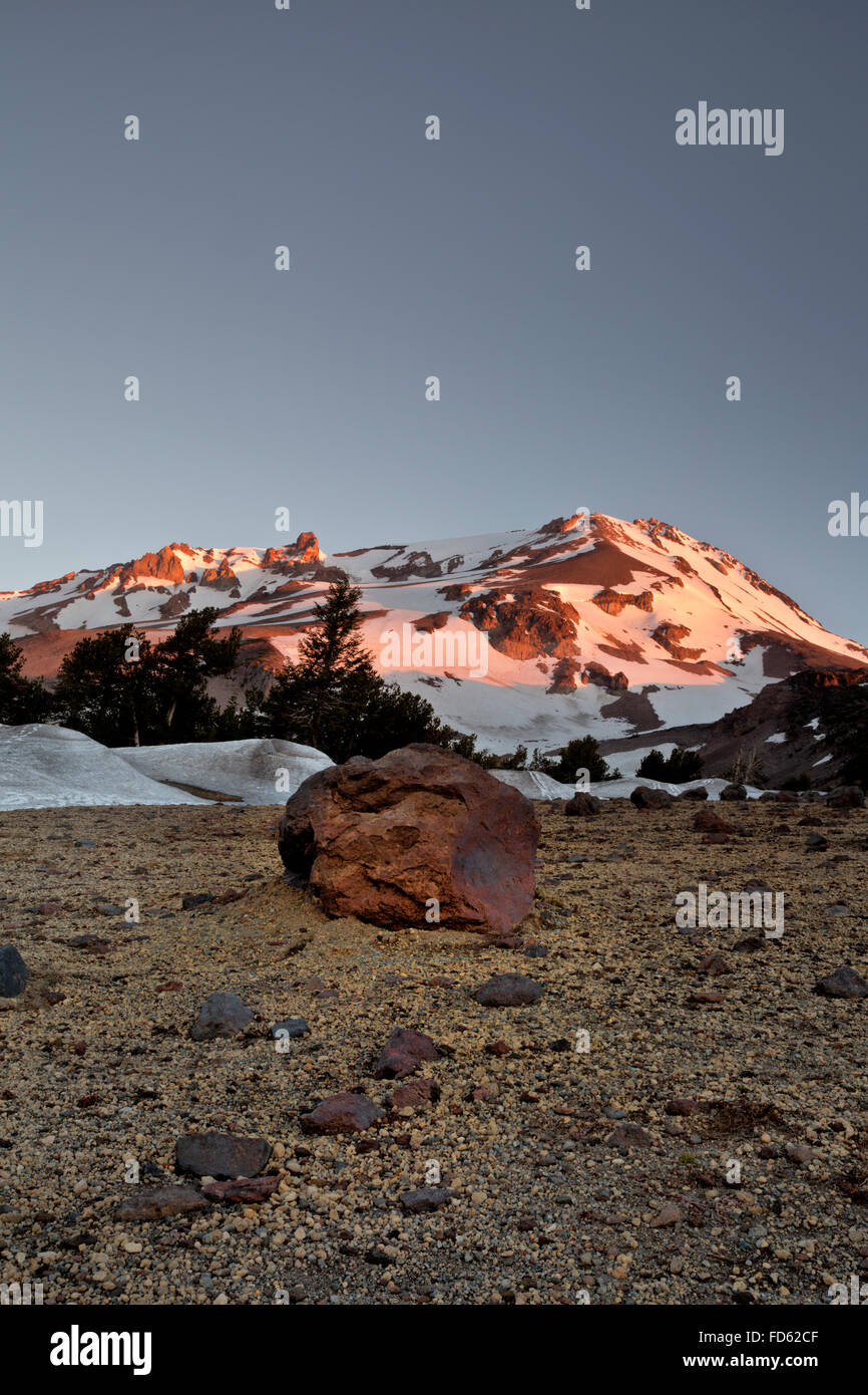 CA02642-00...CALIFORNIA - Alba sul Monte Shasta dalla chiara Creek Trail nel Monte Shasta area selvaggia. Foto Stock