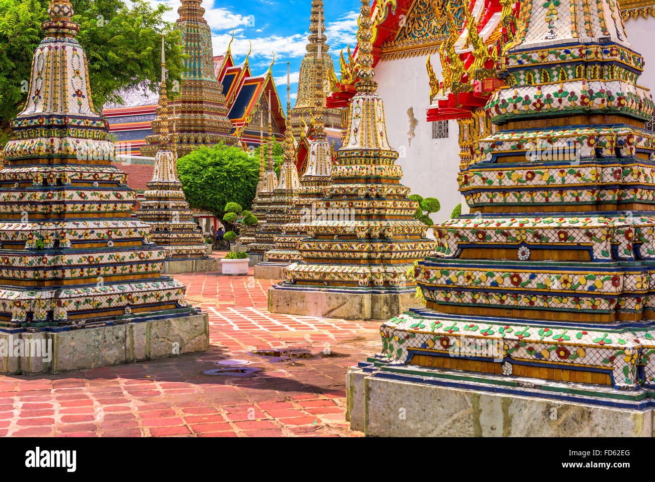 Wat Pho tempio motivi a Bangkok, in Thailandia. Foto Stock