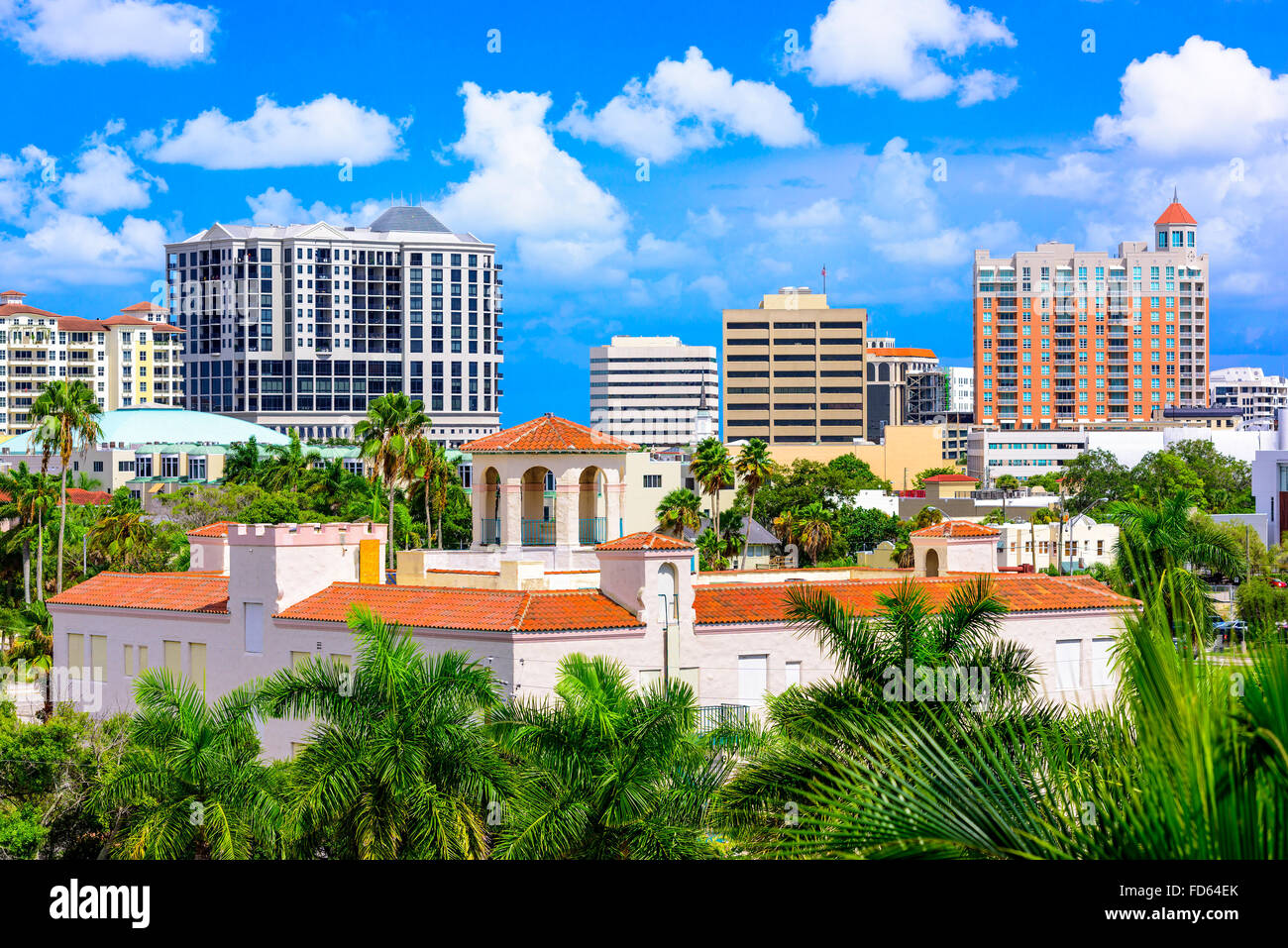 Sarasota, Florida, Stati Uniti d'America skyline del centro. Foto Stock