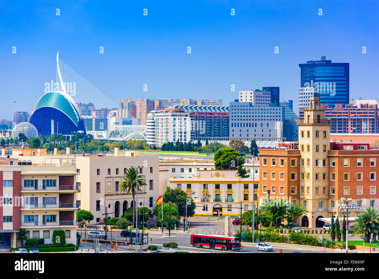 Valencia, Spagna lo skyline della citta'. Foto Stock