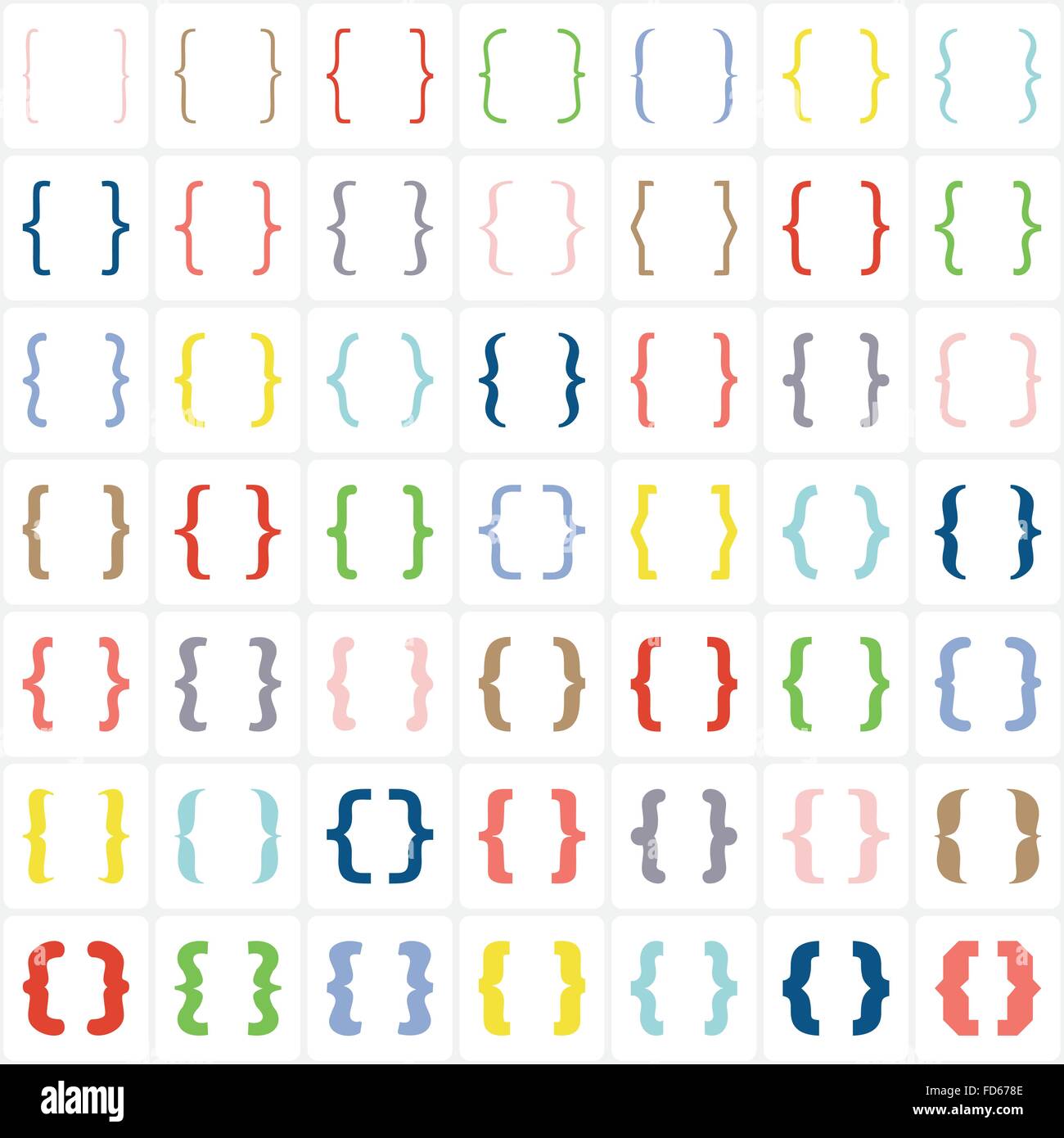 Set di rinforzi o parentesi graffe icona. Vettore Illustrazione Vettoriale