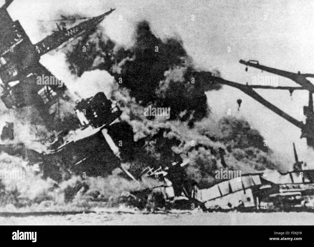 Distrutto corazzate in Pearl Harbour su 12/07/1941 Foto Stock