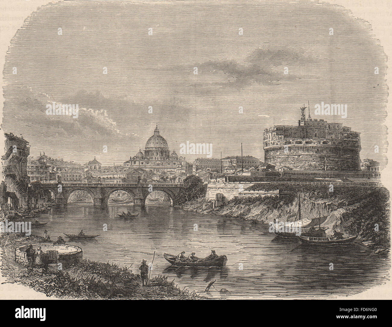 Roma: Castello di Sant'Angelo (il mausoleo di Adriano) San Pietro &C, 1882 Foto Stock