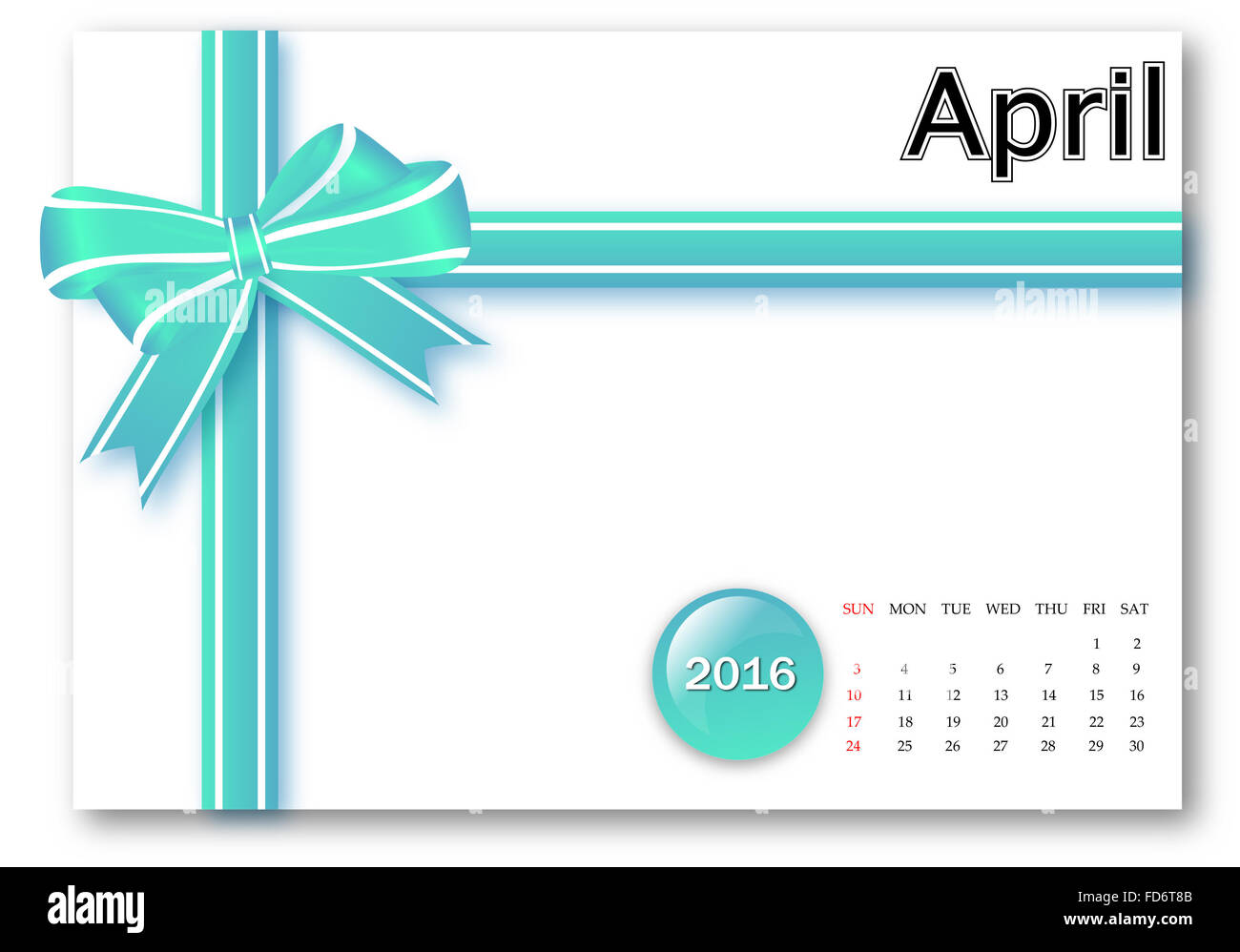 Aprile 2016 - Calendario serie con dono modello di nastro Foto Stock