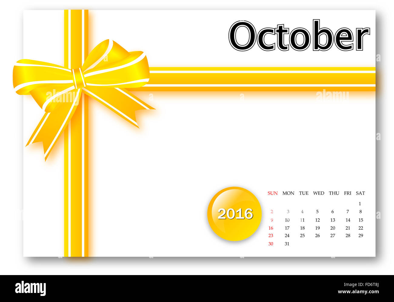 Ottobre 2016 - Calendario serie con dono modello di nastro Foto Stock