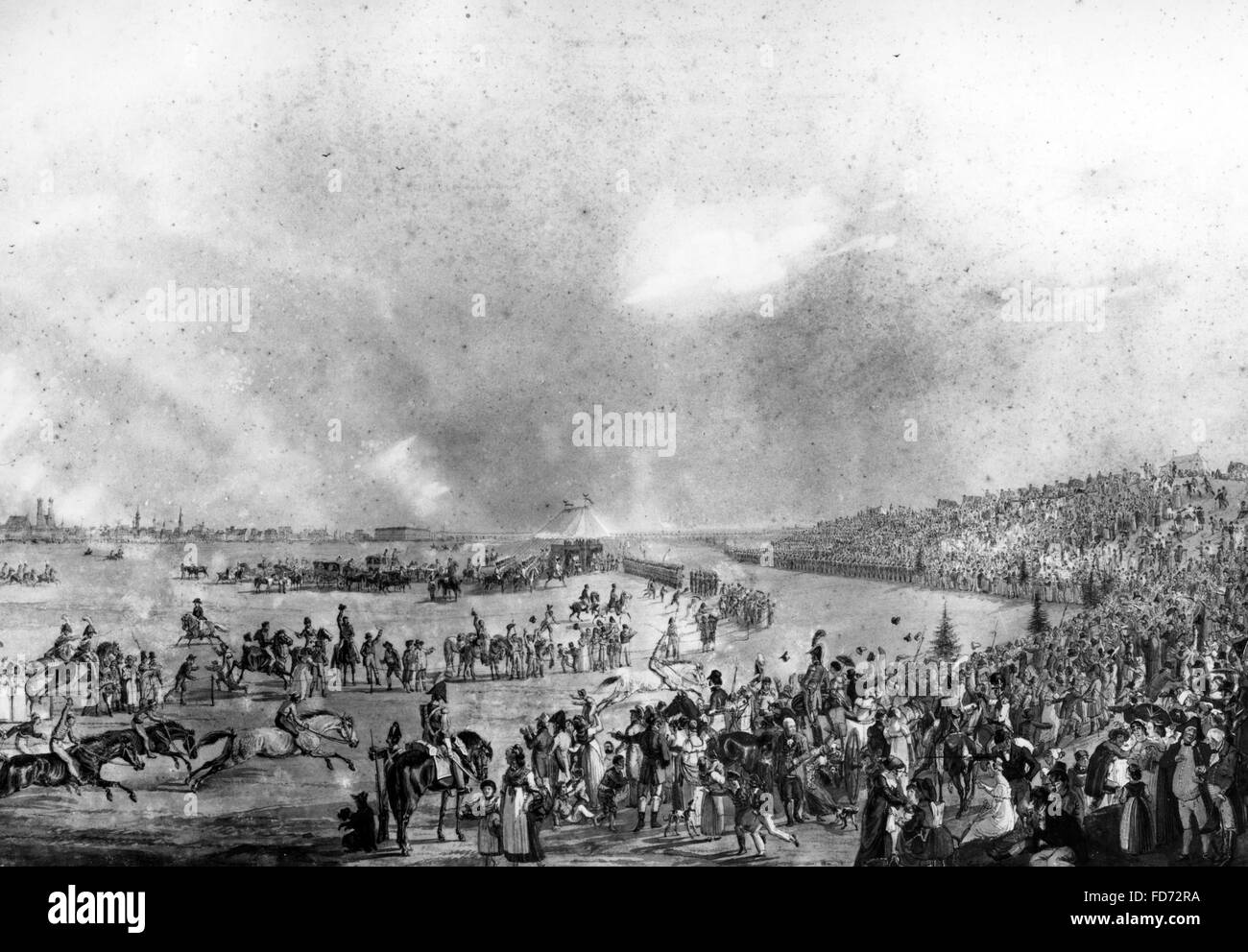 Corsa di cavalli al Oktoberfest, 1810 Foto Stock