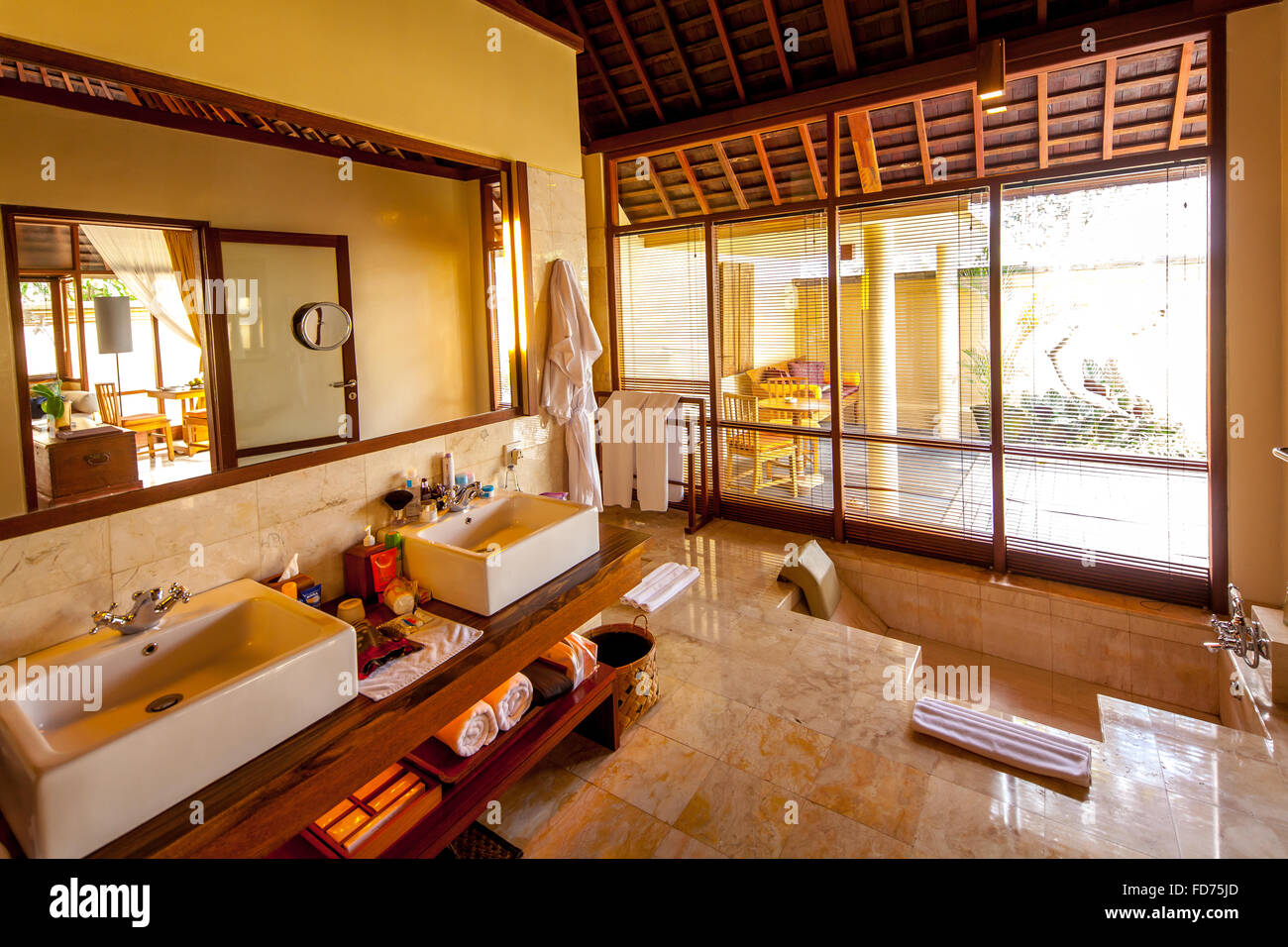 Bagno in un buon hotel, turismo, Ubud, Bali, Indonesia, Asia Foto Stock